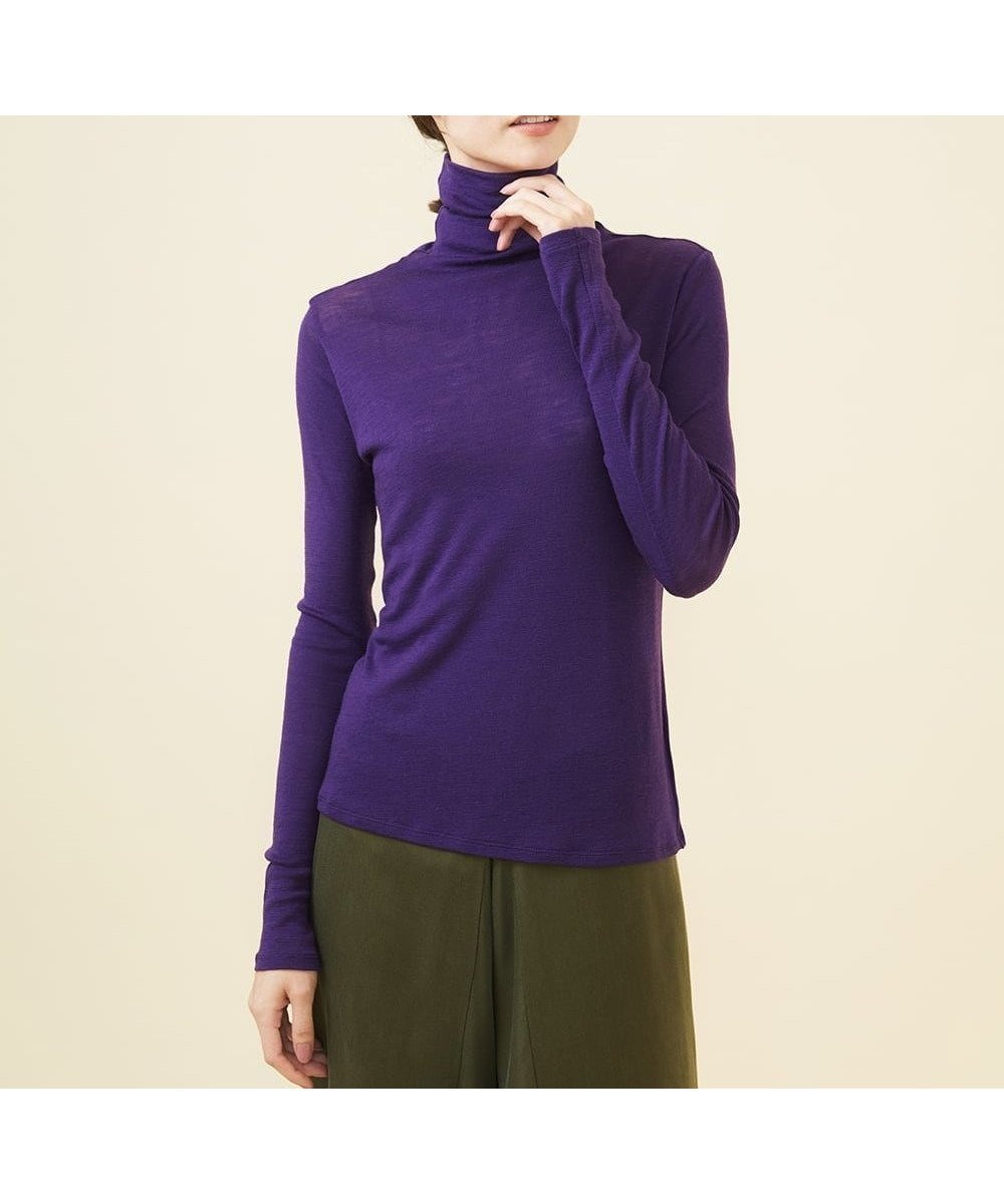 【シビラ/SYBILLA】のハイネックウールカットソー インテリア・キッズ・メンズ・レディースファッション・服の通販 founy(ファニー) 　ファッション　Fashion　レディースファッション　Fashion for Women　トップス・カットソー　Cut & Sew Tops　カットソー・ベーシックTシャツ　Cut-and-Sewn Tops / Stretch Tees & Basics　インナー　Innerwear　コンパクト　Compact, Small Size　シンプル　Simple, Minimal　スマート　Smart, Elegant　タートルネック　Turtleneck, High Neck　フィット　Fit, Slim Fit　人気　Popular, Best Seller　定番　Standard, Basic Item　A/W・秋冬　Autumn/Winter　パープル|ID: prp329100004603278 ipo3291000000032740885