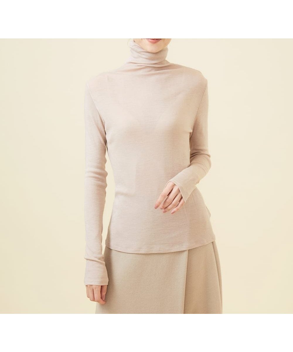 【シビラ/SYBILLA】のハイネックウールカットソー インテリア・キッズ・メンズ・レディースファッション・服の通販 founy(ファニー) 　ファッション　Fashion　レディースファッション　Fashion for Women　トップス・カットソー　Cut & Sew Tops　カットソー・ベーシックTシャツ　Cut-and-Sewn Tops / Stretch Tees & Basics　インナー　Innerwear　コンパクト　Compact, Small Size　シンプル　Simple, Minimal　スマート　Smart, Elegant　タートルネック　Turtleneck, High Neck　フィット　Fit, Slim Fit　人気　Popular, Best Seller　定番　Standard, Basic Item　A/W・秋冬　Autumn/Winter　ベージュ|ID: prp329100004603278 ipo3291000000032740893