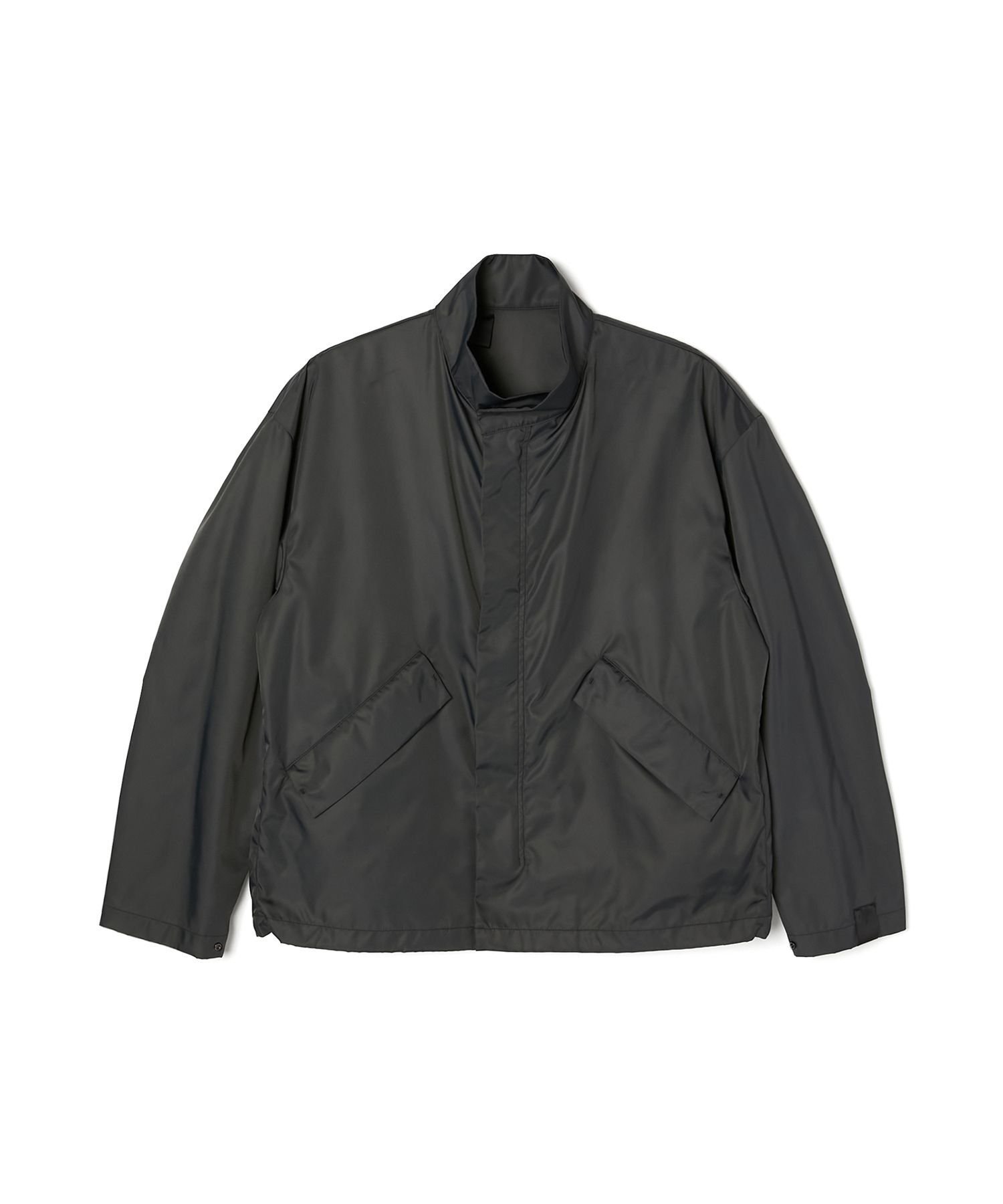 【エヌ.ハリウッド/N.HOOLYWOOD / MEN】のSTAND COLLAR BLOUSON インテリア・キッズ・メンズ・レディースファッション・服の通販 founy(ファニー) 　ファッション　Fashion　メンズファッション　Fashion for Men　コレクション　Collection, Seasonal Line　今季　This Season, Current Season　ショート　Short, Short Length　シンプル　Simple, Minimal　ジャケット　Jacket, Outerwear　スタンド　Stand Collar, Upright Stand　スピンドル　Spindle, Drawcord　スリーブ　Sleeve, Long Sleeve / Short Sleeve　ドット　Polka Dot, Dot Pattern　フォルム　Silhouette, Form　フロント　Front, Front Design　ブルゾン　Blouson, Bomber Jacket　ボックス　Boxy, Box Shape　モダン　Modern, Contemporary　モッズコート　Mods Coat, Military Parka　CHARCOAL|ID: prp329100004603348 ipo3291000000032742854
