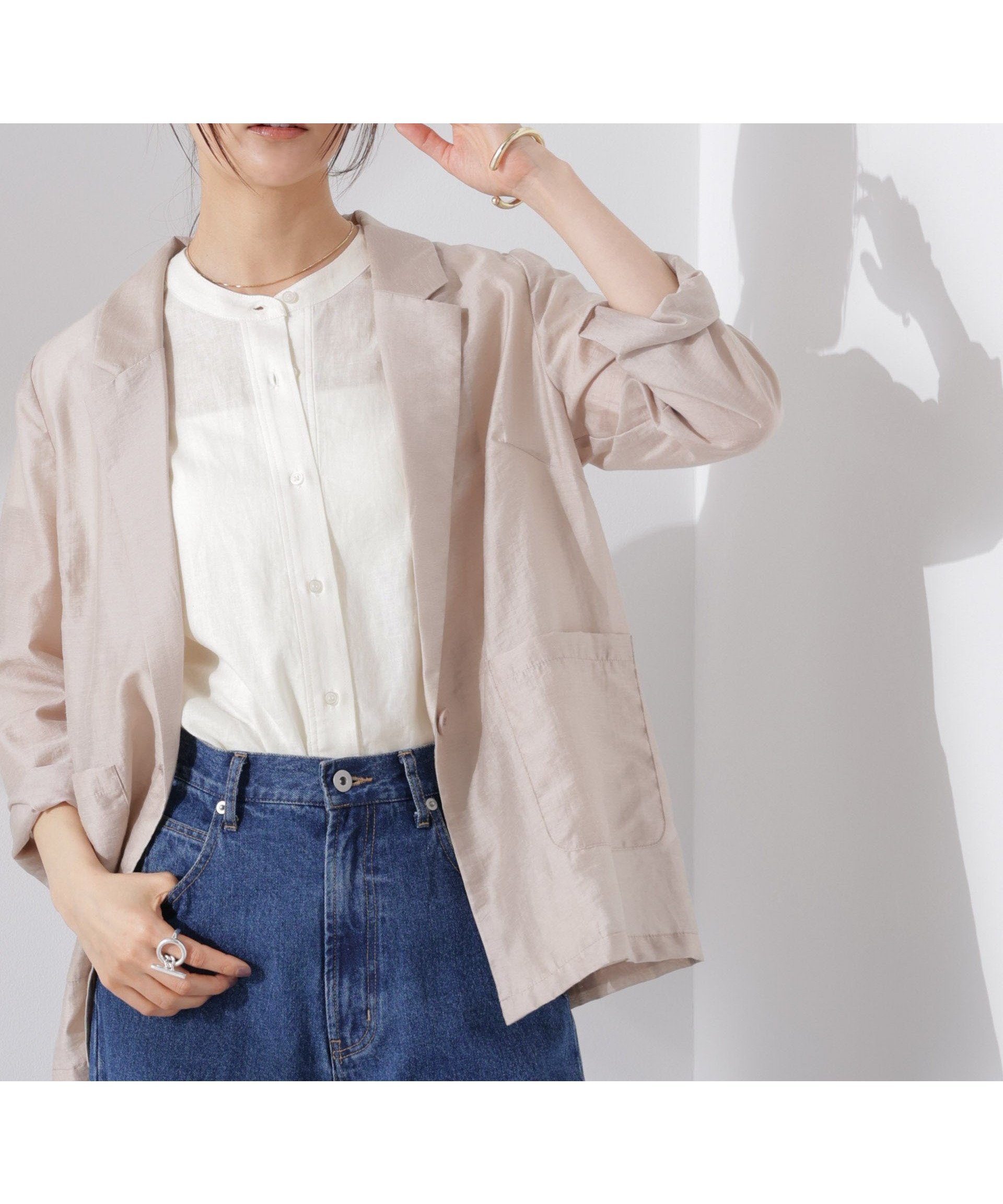 【ナノ ユニバース/nano universe】のAnti Smell Linen フレンチスリーブシャツ インテリア・キッズ・メンズ・レディースファッション・服の通販 founy(ファニー) 　ファッション　Fashion　レディースファッション　Fashion for Women　トップス・カットソー　Cut & Sew Tops　シャツ・ブラウス・オフィスカジュアル　Elegant Blouses & Button-Ups　ウォッシャブル　Machine Washable　抗菌　Antibacterial, Bacteria-Resistant　ジャケット　Jacket, Outerwear　スタンド　Stand Collar, Upright Stand　スリーブ　Sleeve, Long Sleeve / Short Sleeve　デニム　Denim, Jeans Material　フレア　Flare, Flared　フレンチ　French, French Style　フロント　Front, Front Design　ベーシック　Basic, Essential　リラックス　Relax, Relaxed Fit　ワイド　Wide, Wide Fit　おすすめ　Recommended / Our Picks　2025年　2025　2025春夏・S/S　Spring/Summer 2025 SS25　ホワイト|ID: prp329100004603388 ipo3291000000032743602