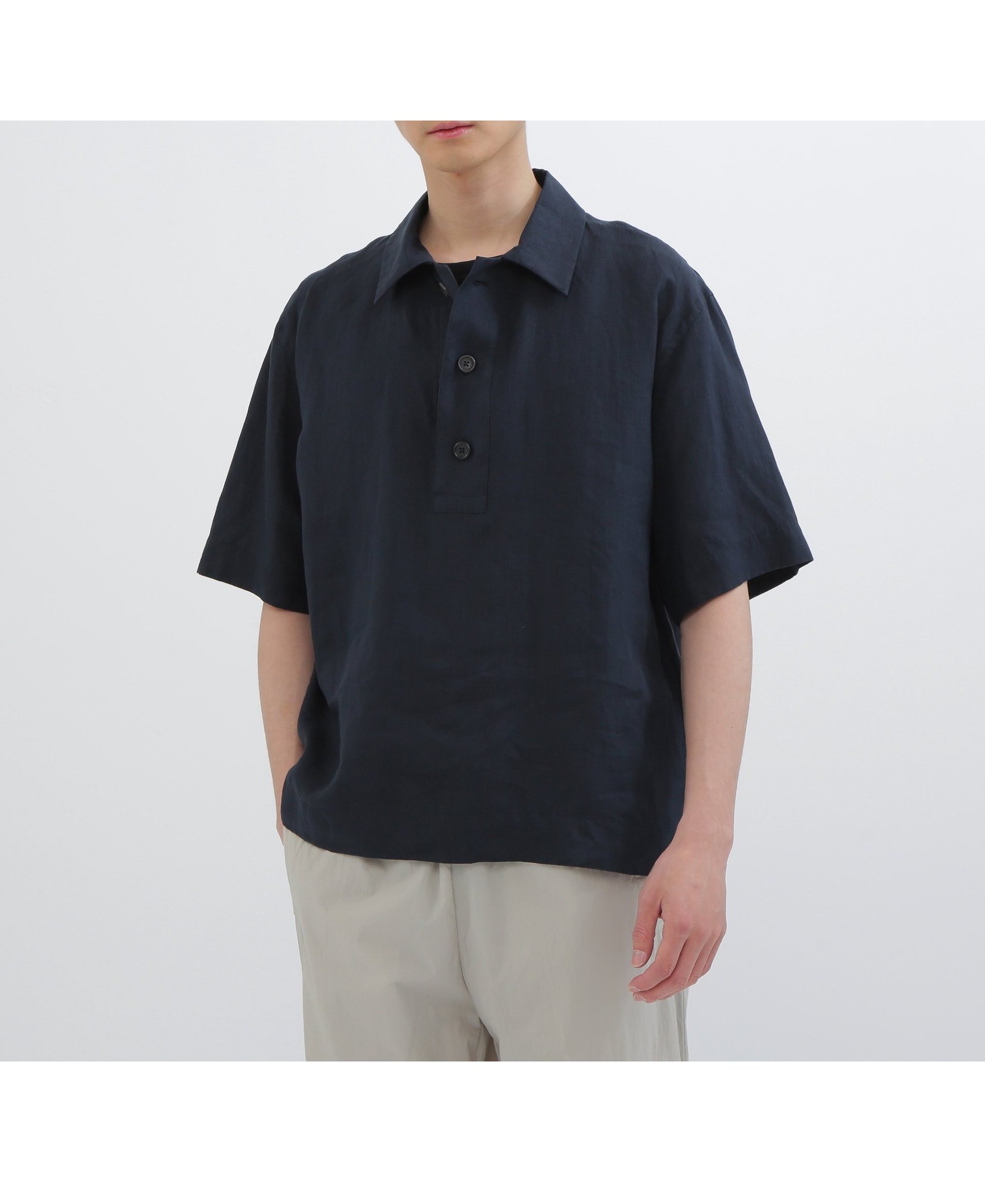 【マーガレット ハウエル/MARGARET HOWELL / MEN】のSHIRTING LINEN SHIRT インテリア・キッズ・メンズ・レディースファッション・服の通販 founy(ファニー) 　ファッション　Fashion　メンズファッション　Fashion for Men　ポロシャツ　Polo Shirt, Collared Tee　リネン　Linen, Linen Fabric　DARK NAVY1|ID: prp329100004603398 ipo3291000000032743786