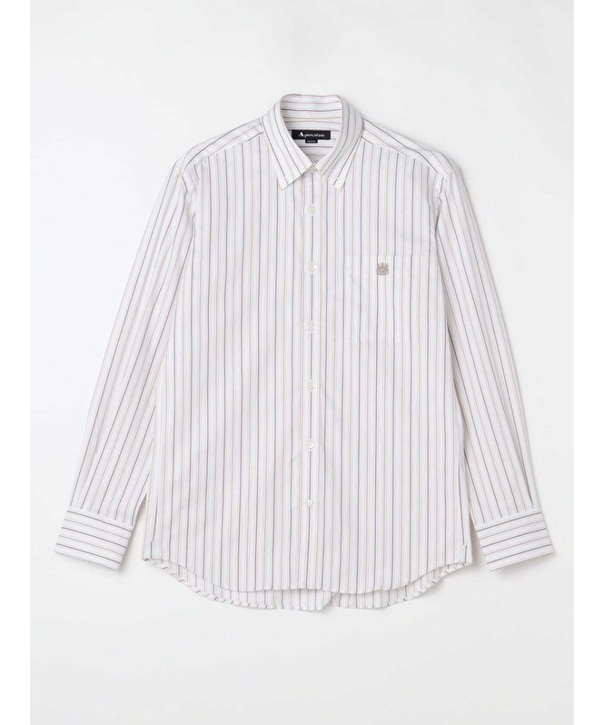 【アクアスキュータム/Aquascutum / MEN】のオルタネイトストライプシャツ インテリア・キッズ・メンズ・レディースファッション・服の通販 founy(ファニー) 　ファッション　Fashion　メンズファッション　Fashion for Men　ストライプ　Stripe, Striped Pattern　ベージュ|ID: prp329100004603408 ipo3291000000032744035