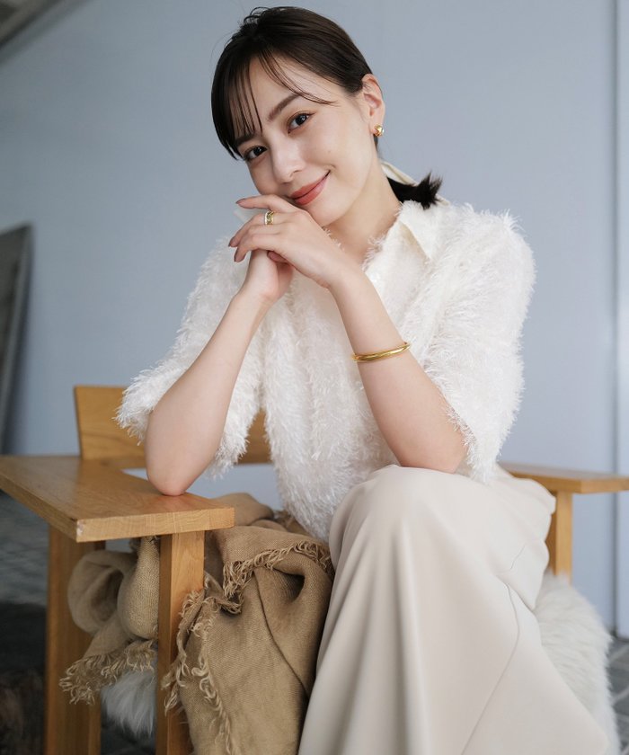 【アニュアンス/anuans】のシャギージャガードシャツ インテリア・キッズ・メンズ・レディースファッション・服の通販 founy(ファニー) https://founy.com/ ファッション Fashion レディースファッション Fashion for Women トップス・カットソー Cut & Sew Tops シャツ・ブラウス・オフィスカジュアル Elegant Blouses & Button-Ups シンプル Simple, Minimal バランス Balance, Style Balance フリンジ Fringe, Tassel エレガント 上品 Elegant |ID: prp329100004603414 ipo3291000000032744191