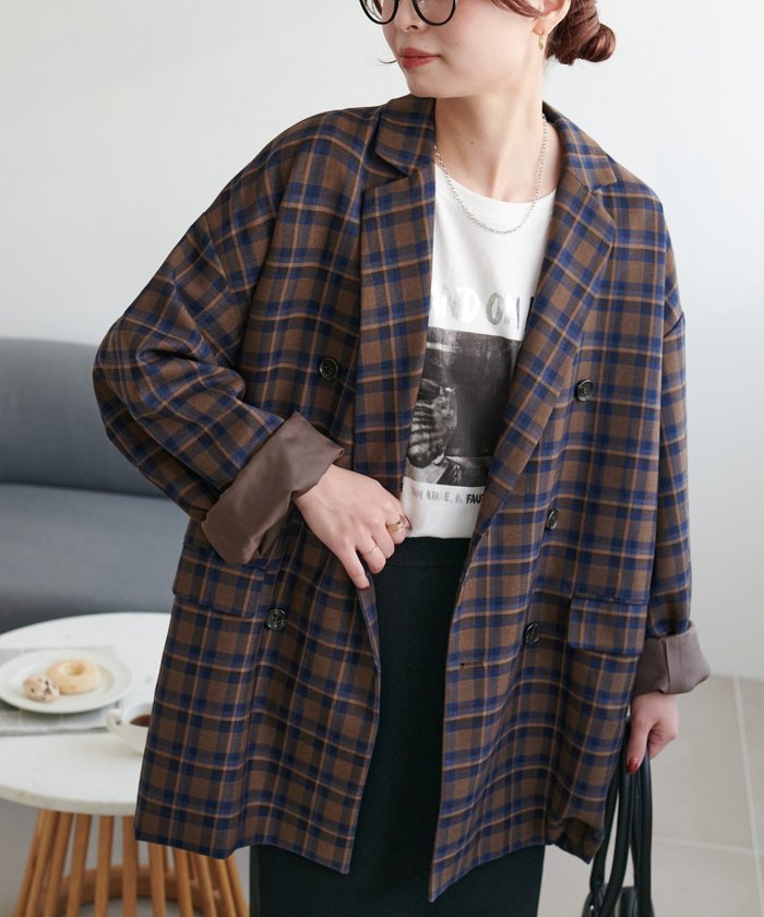 【ディスコート/Discoat】の【WEB限定】チェックWブレストジャコット インテリア・キッズ・メンズ・レディースファッション・服の通販 founy(ファニー) https://founy.com/ ファッション Fashion レディースファッション Fashion for Women ジャケット Jacket, Outerwear スリット Slit, Slit Detail チェック Check, Plaid, Tartan リラックス Relax, Relaxed Fit ルーズ Loose, Oversized A/W・秋冬 Autumn/Winter |ID: prp329100004603427 ipo3291000000032744500