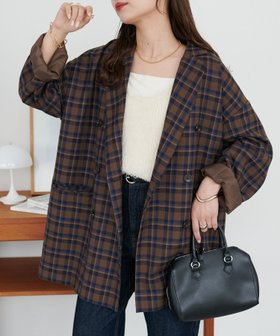 【ディスコート/Discoat】の【WEB限定】チェックWブレストジャコット 人気、トレンドファッション・服の通販 founy(ファニー) ファッション Fashion レディースファッション Fashion for Women ジャケット Jacket, Outerwear スリット Slit, Slit Detail チェック Check, Plaid, Tartan リラックス Relax, Relaxed Fit ルーズ Loose, Oversized A/W・秋冬 Autumn/Winter |ID:prp329100004603427