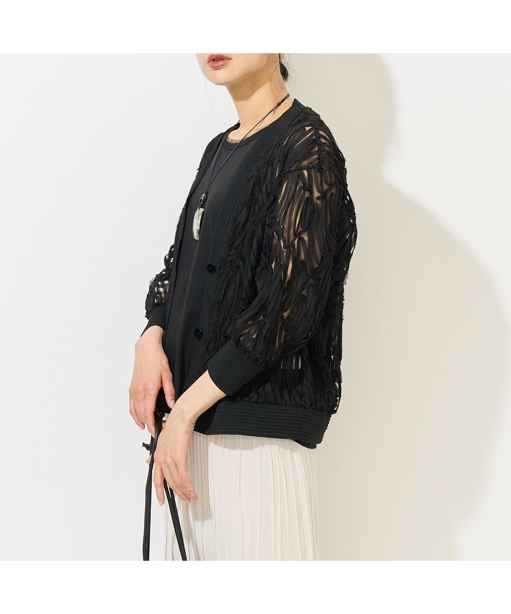 【ジョルジュ レッシュ/GEORGES RECH】のナイロンチュールテープ刺繍カーディガン 人気、トレンドファッション・服の通販 founy(ファニー) 　ファッション　Fashion　レディースファッション　Fashion for Women　トップス・カットソー　Cut & Sew Tops　カーディガン・羽織り　Layered Style Cardigans　カットソー　Cut and Sewn Top　カーディガン　Cardigan, Knitwear　キャミソール　Camisole, Spaghetti Strap Top　シフォン　Chiffon, Lightweight Fabric　人気　Popular, Best Seller　冬　Winter / This Winter　夏　Summer　春　Spring　洗える　Machine Washable　秋　Autumn　羽織　Haori, Light Jacket　 other-1|ID: prp329100004603428 ipo3291000000032744505