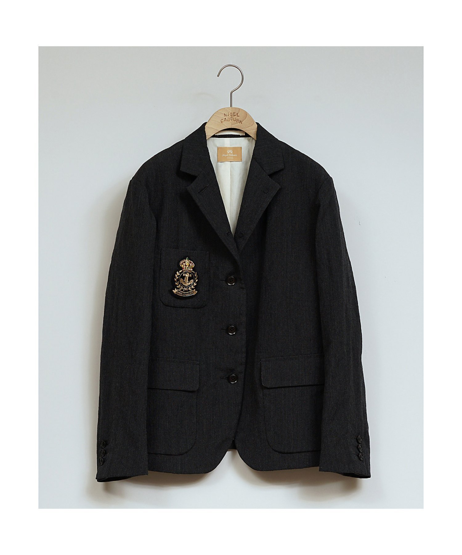 【ナイジェル ケーボン/NIGEL CABOURN】のWOMAN / ラーギッシュブレザー - ウールリネン インテリア・キッズ・メンズ・レディースファッション・服の通販 founy(ファニー) 　ファッション　Fashion　レディースファッション　Fashion for Women　ヴィンテージ　Vintage Style　ジャケット　Jacket, Outerwear　ハンド　Hand, Handmade　パターン　Pattern, Design Print　モチーフ　Motif, Design Theme　リネン　Linen, Linen Fabric　グレー|ID: prp329100004603445 ipo3291000000032744679