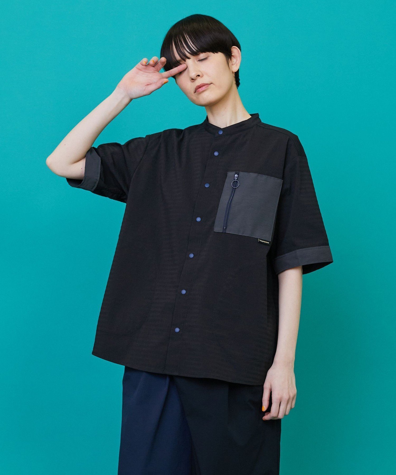 【フラボア/FRAPBOIS】のボーダーサッカー シャツ インテリア・キッズ・メンズ・レディースファッション・服の通販 founy(ファニー) 　ファッション　Fashion　レディースファッション　Fashion for Women　トップス・カットソー　Cut & Sew Tops　シャツ・ブラウス・オフィスカジュアル　Elegant Blouses & Button-Ups　グログラン　Grosgrain, Grosgrain Ribbon　サッカー　Seersucker, Summer Fabric　セットアップ　Set-Up, Coordinated Outfit　フロント　Front, Front Design　ボーダー　Border, Stripe　ポケット　Pocket, Pocket Detail　ブラック|ID: prp329100004603447 ipo3291000000032744690