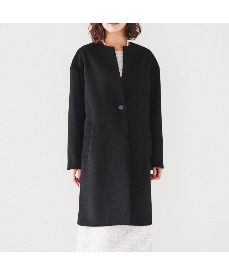 【アンタイトル/UNTITLED】の【日本製】カシミヤ混ノーカラーコート インテリア・キッズ・メンズ・レディースファッション・服の通販 founy(ファニー) 　ファッション　Fashion　レディースファッション　Fashion for Women　アウター　Coat / Outerwear Collection　コート・ロングコート・ピーコート　Long Coats, Peacoats & More　おすすめ　Recommended / Our Picks　ショルダー　Shoulder, Shoulder Strap　ドロップ　Drop Shoulder, Dropped Style　フロント　Front, Front Design　日本製　Made In Japan　ブラック|ID: prp329100004603451 ipo3291000000032744764