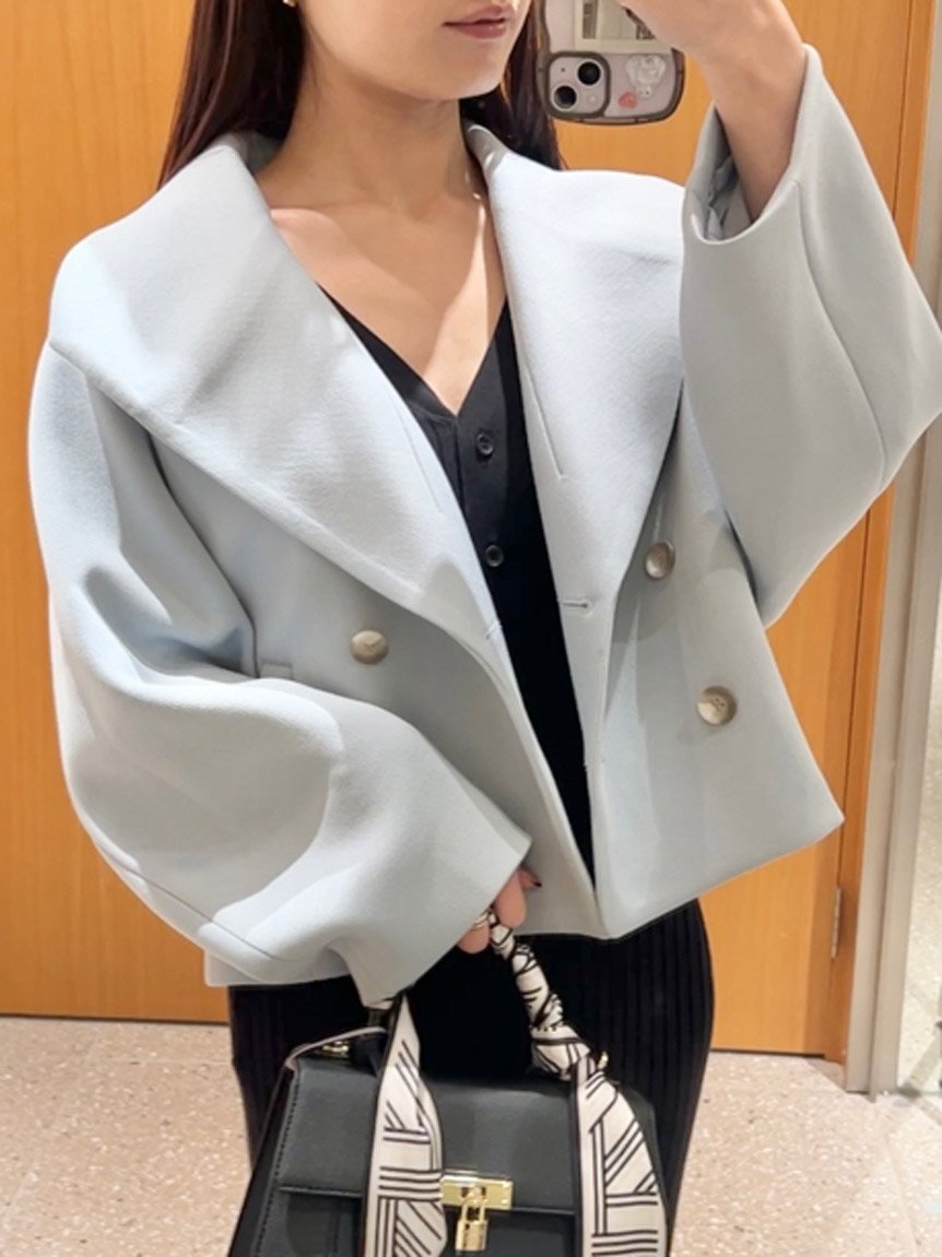 【スナイデル/SNIDEL】のラグランショートコート インテリア・キッズ・メンズ・レディースファッション・服の通販 founy(ファニー) 　ファッション　Fashion　レディースファッション　Fashion for Women　アウター　Coat / Outerwear Collection　コート・ロングコート・ピーコート　Long Coats, Peacoats & More　おすすめ　Recommended / Our Picks　ショート　Short, Short Length　ストレート　Straight, Straight Cut　スリーブ　Sleeve, Long Sleeve / Short Sleeve　ポケット　Pocket, Pocket Detail　メタル　Metal, Metal Parts　リラックス　Relax, Relaxed Fit　ワイド　Wide, Wide Fit　LBLU[081]|ID: prp329100004603455 ipo3291000000032744888