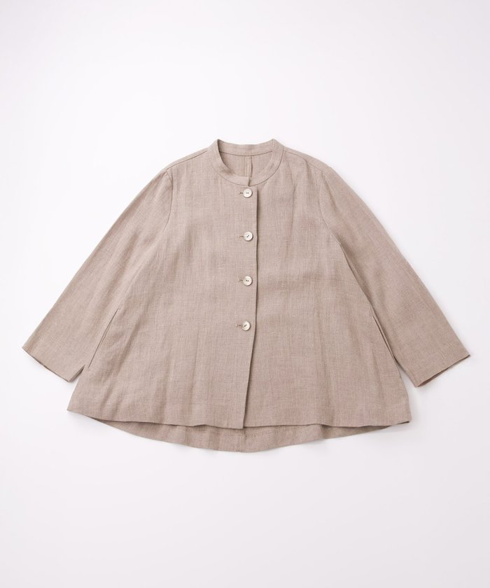 【その他のブランド/Other】のリネンキャンバスジャケット インテリア・キッズ・メンズ・レディースファッション・服の通販 founy(ファニー) https://founy.com/ ファッション Fashion レディースファッション Fashion for Women アウター Coat / Outerwear Collection レディースジャケット・軽アウター Jackets オリエンタル Oriental Pattern ヘムライン Hemline, Bottom Cut ラウンド Round, Round Neck |ID: prp329100004603596 ipo3291000000032747404