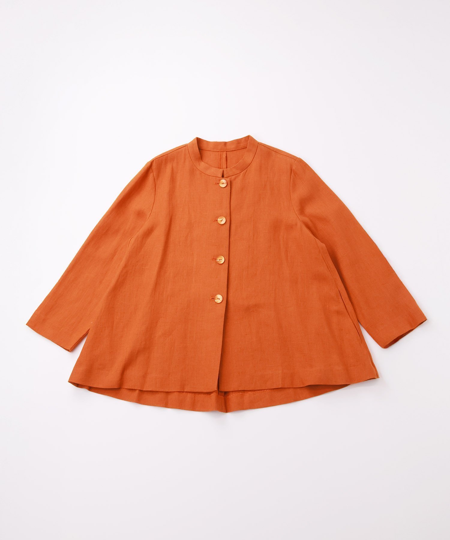 【その他のブランド/Other】のリネンキャンバスジャケット インテリア・キッズ・メンズ・レディースファッション・服の通販 founy(ファニー) 　ファッション　Fashion　レディースファッション　Fashion for Women　アウター　Coat / Outerwear Collection　レディースジャケット・軽アウター　Jackets　オリエンタル　Oriental Pattern　ヘムライン　Hemline, Bottom Cut　ラウンド　Round, Round Neck　オレンジ|ID: prp329100004603596 ipo3291000000032747413