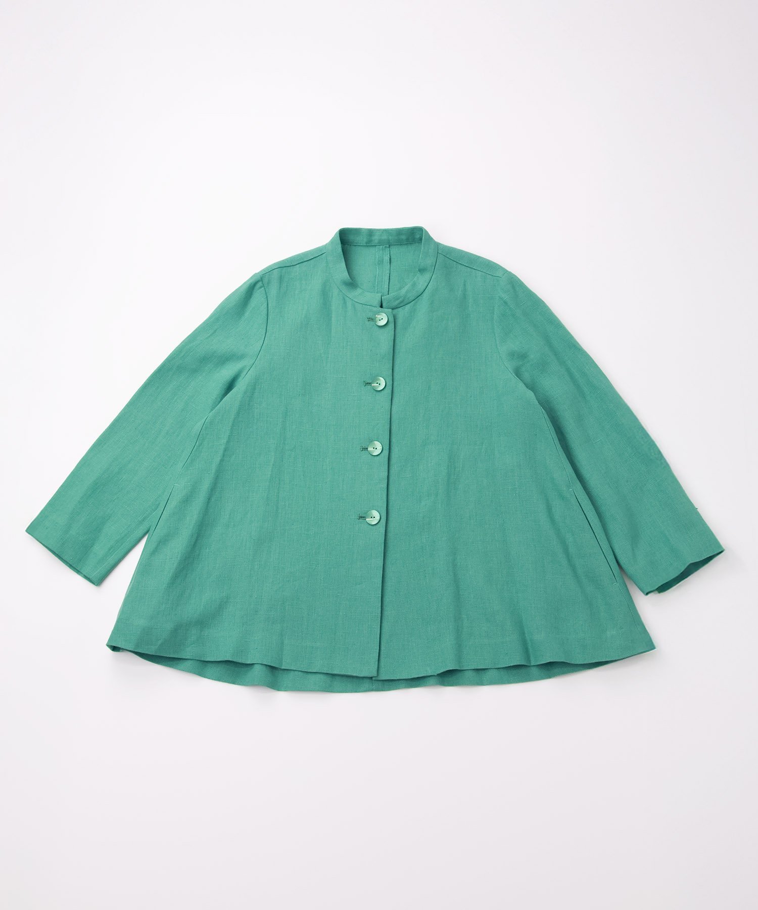【その他のブランド/Other】のリネンキャンバスジャケット インテリア・キッズ・メンズ・レディースファッション・服の通販 founy(ファニー) 　ファッション　Fashion　レディースファッション　Fashion for Women　アウター　Coat / Outerwear Collection　レディースジャケット・軽アウター　Jackets　オリエンタル　Oriental Pattern　ヘムライン　Hemline, Bottom Cut　ラウンド　Round, Round Neck　グリーン|ID: prp329100004603596 ipo3291000000032747415