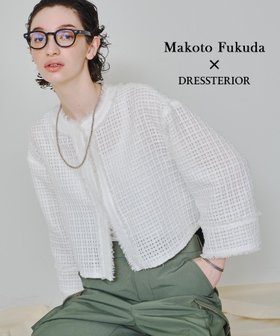 【ドレステリア/DRESSTERIOR】の【スタイリスト福田麻琴さんコラボ】シアーツイードジャケット 人気、トレンドファッション・服の通販 founy(ファニー) ファッションモデル・俳優・女優 Models 女性 Women 福田麻琴 Fukuda Makoto ファッション Fashion レディースファッション Fashion for Women アウター Coat / Outerwear Collection レディースジャケット・軽アウター Jackets オーガンジー Organza Fabric クラシカル Classical, Vintage-Inspired クラシック Classic, Timeless Style クロップド Cropped, Short Length コラボ Collaboration, Collab シアー Sheer, See-Through ジャカード／ジャガード Jacquard, Woven Pattern ジャケット Jacket, Outerwear セットアップ Set-Up, Coordinated Outfit チェック Check, Plaid, Tartan ツイード Twill, Twill Weave デニム Denim, Jeans Material トリミング Trimming, Decorative Edge トレンド Trend, Trending Now ドロップ Drop Shoulder, Dropped Style 人気 Popular, Best Seller バランス Balance, Style Balance フリンジ Fringe, Tassel ベーシック Basic, Essential ポケット Pocket, Pocket Detail レーシー Lacy, Lace-Like |ID:prp329100004603599