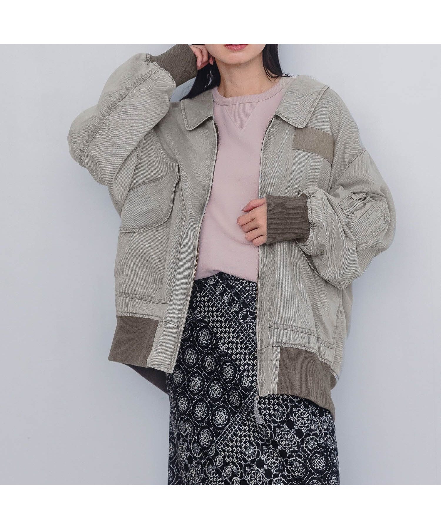 【ジーナシス/JEANASiS】のリバーシブルフライトジャケット インテリア・キッズ・メンズ・レディースファッション・服の通販 founy(ファニー) 　ファッション　Fashion　レディースファッション　Fashion for Women　アウター　Coat / Outerwear Collection　レディースジャケット・軽アウター　Jackets　インナー　Innerwear　ヴィンテージ　Vintage Style　春　Spring　コーティング　Coating, Coated Finish　ショート　Short, Short Length　ジャケット　Jacket, Outerwear　ストーン　Stone, Gem-Like　とろみ　Fluid, Flowy Fabric　デニム　Denim, Jeans Material　ブリーチ　Bleach, Washed Finish　プリント　Print, Printed Pattern　ベーシック　Basic, Essential　ボトム　Bottoms, Lower Wear　ミリタリー　Military, Army Style　リバーシブル　Reversible, Two-Sided　レース　Lace, Lace Fabric　冬　Winter / This Winter　おすすめ　Recommended / Our Picks　ホワイトデニム×ブラウン|ID: prp329100004603621 ipo3291000000032747881