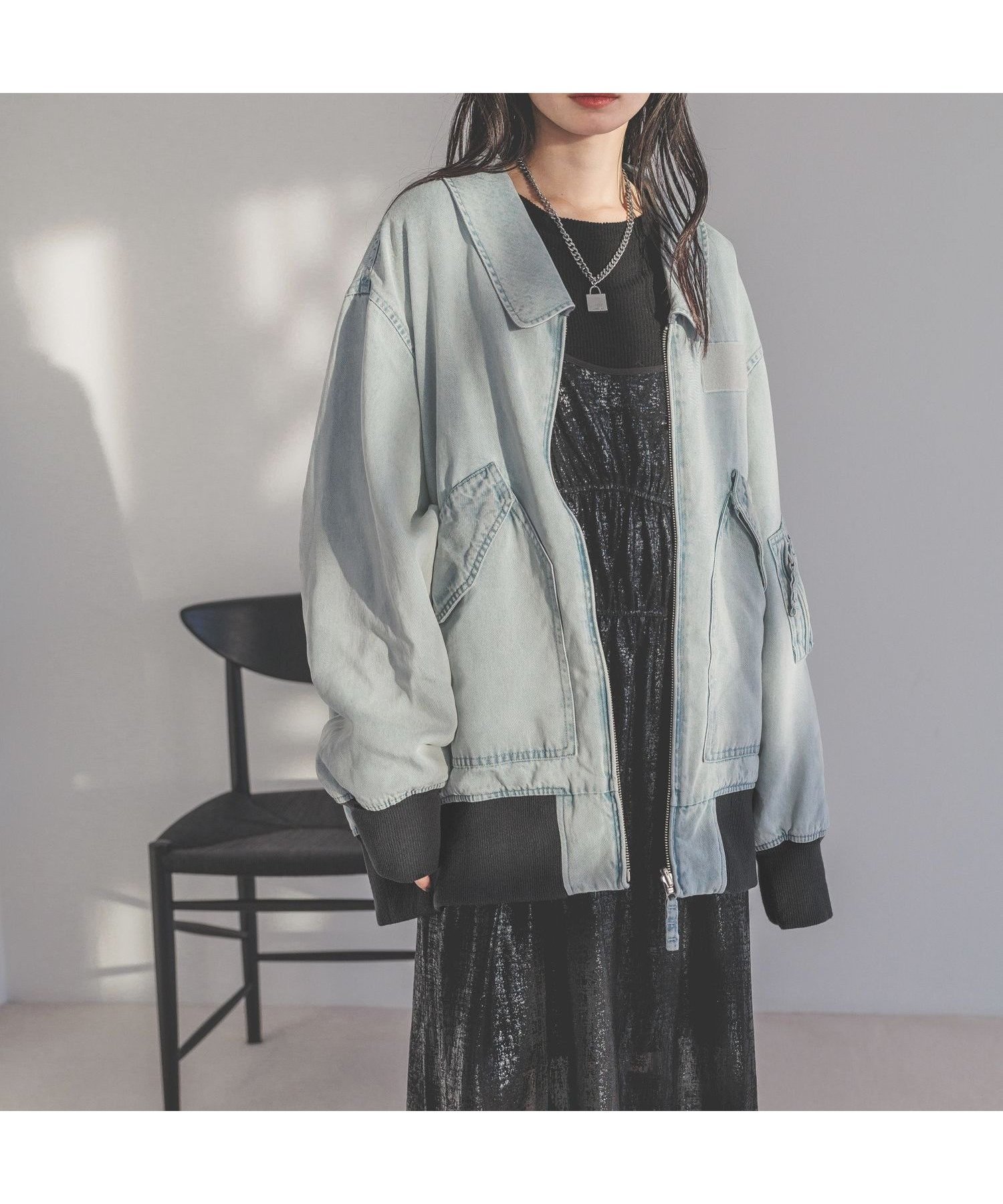 【ジーナシス/JEANASiS】のリバーシブルフライトジャケット インテリア・キッズ・メンズ・レディースファッション・服の通販 founy(ファニー) 　ファッション　Fashion　レディースファッション　Fashion for Women　アウター　Coat / Outerwear Collection　レディースジャケット・軽アウター　Jackets　インナー　Innerwear　ヴィンテージ　Vintage Style　春　Spring　コーティング　Coating, Coated Finish　ショート　Short, Short Length　ジャケット　Jacket, Outerwear　ストーン　Stone, Gem-Like　とろみ　Fluid, Flowy Fabric　デニム　Denim, Jeans Material　ブリーチ　Bleach, Washed Finish　プリント　Print, Printed Pattern　ベーシック　Basic, Essential　ボトム　Bottoms, Lower Wear　ミリタリー　Military, Army Style　リバーシブル　Reversible, Two-Sided　レース　Lace, Lace Fabric　冬　Winter / This Winter　おすすめ　Recommended / Our Picks　ブルー系その他|ID: prp329100004603621 ipo3291000000032747892