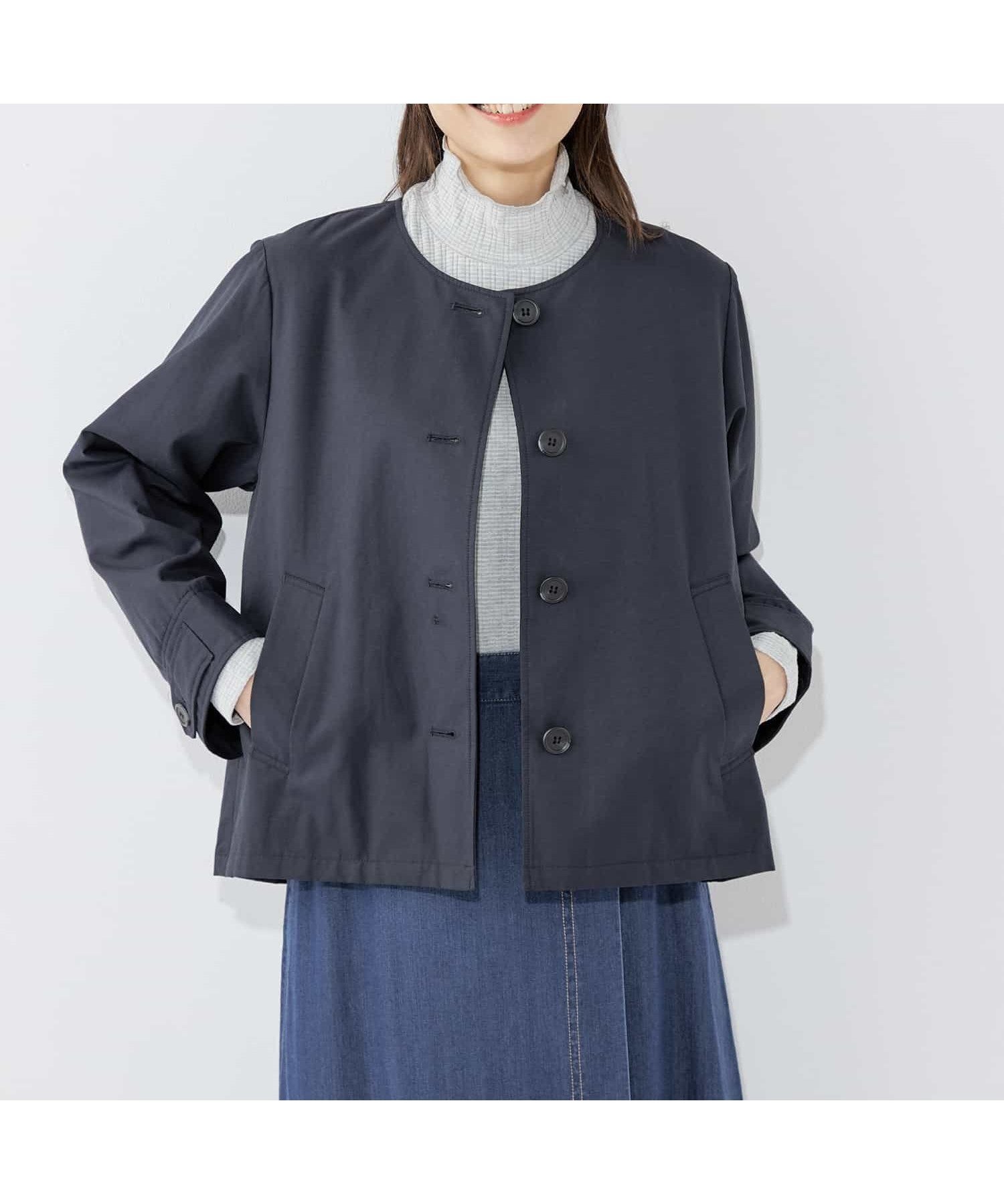 【プチ オンフルール/Petit Honfleur】のノーカラージャケット インテリア・キッズ・メンズ・レディースファッション・服の通販 founy(ファニー) 　ファッション　Fashion　レディースファッション　Fashion for Women　アウター　Coat / Outerwear Collection　レディースジャケット・軽アウター　Jackets　ノーカラージャケット / シンプル上品コーデ　Collarless Jackets　ジャケット　Jacket, Outerwear　ドット　Polka Dot, Dot Pattern　ハイネック　High Neck, Mock Neck　バランス　Balance, Style Balance　ネイビー|ID: prp329100004603671 ipo3291000000032748872