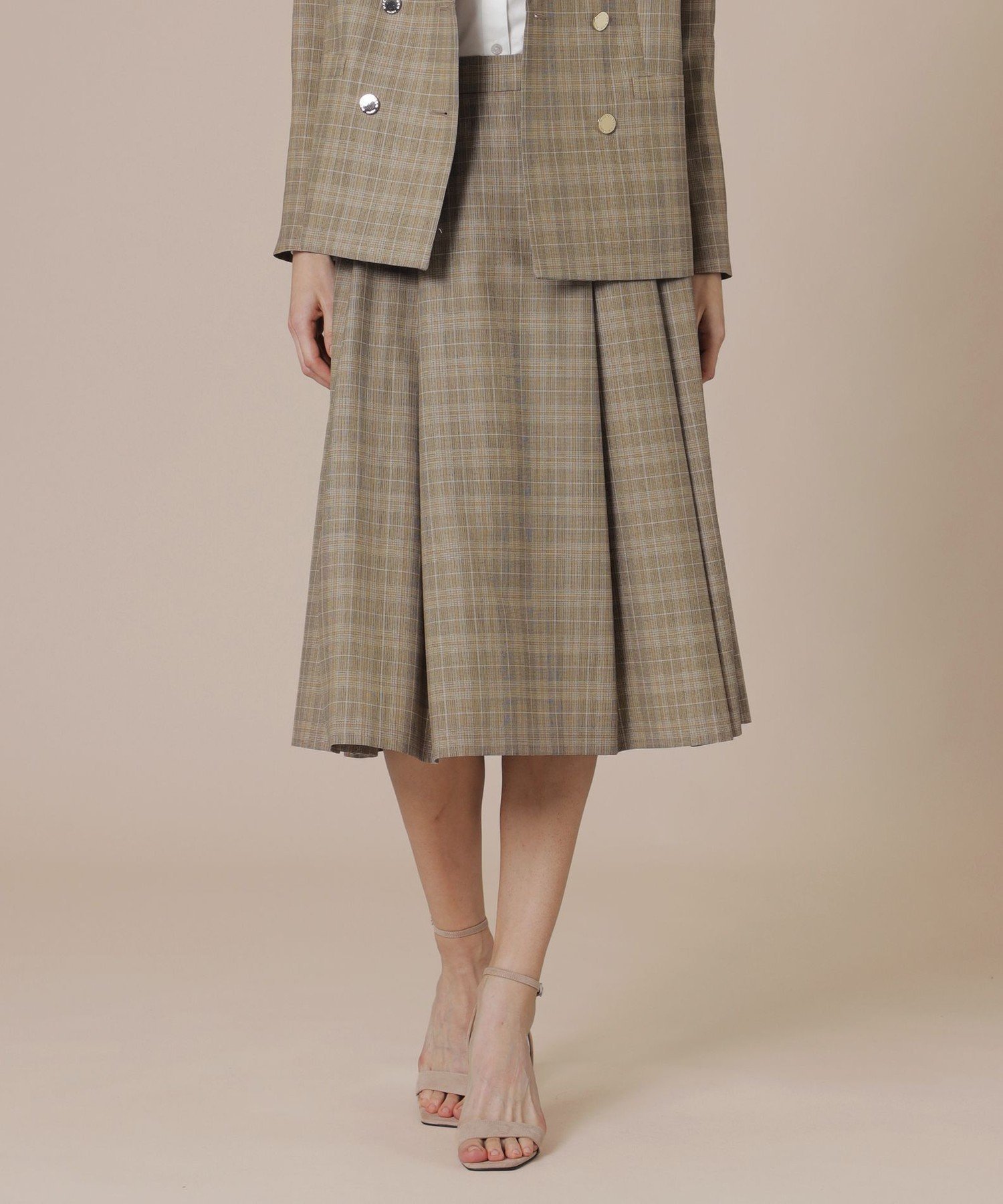 【マッキントッシュ ロンドン/MACKINTOSH LONDON】のウールトロスカート インテリア・キッズ・メンズ・レディースファッション・服の通販 founy(ファニー) 　ファッション　Fashion　レディースファッション　Fashion for Women　スカート　Skirts　エレガント 上品　Elegant　シンプル　Simple, Minimal　ジャケット　Jacket, Outerwear　セットアップ　Set-Up, Coordinated Outfit　チェック　Check, Plaid, Tartan　冬　Winter / This Winter　春　Spring　無地　Plain, Solid Color　秋　Autumn　ベージュ|ID: prp329100004603674 ipo3291000000032748973