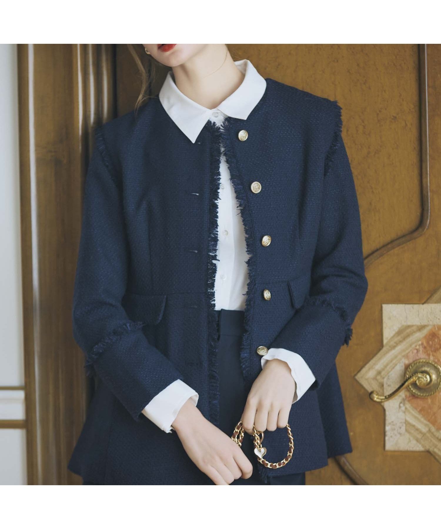 【ノエラ/Noela】の2WAYツイードジャケット インテリア・キッズ・メンズ・レディースファッション・服の通販 founy(ファニー) 　ファッション　Fashion　レディースファッション　Fashion for Women　アウター　Coat / Outerwear Collection　レディースジャケット・軽アウター　Jackets　ジャケット　Jacket, Outerwear　ツイード　Twill, Twill Weave　バランス　Balance, Style Balance　ポケット　Pocket, Pocket Detail　ミドル　Middle Length, Mid Height　ロング　Long, Long-Length　エレガント 上品　Elegant　切替　Switching, Contrast Panel　ネイビー|ID: prp329100004603676 ipo3291000000032748999