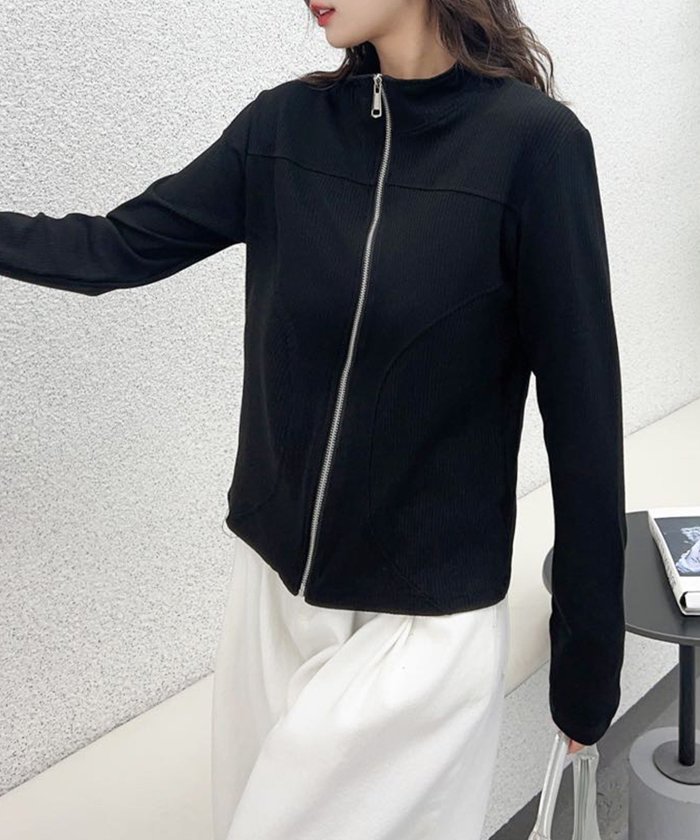 【アイモハ/aimoha】のaimoha - select -/リブジップアップジャケット インテリア・キッズ・メンズ・レディースファッション・服の通販 founy(ファニー) https://founy.com/ ファッション Fashion レディースファッション Fashion for Women アウター Coat / Outerwear Collection レディースジャケット・軽アウター Jackets シンプル Simple, Minimal スタイリッシュ Stylish, Fashionable ハイネック High Neck, Mock Neck フィット Fit, Slim Fit |ID: prp329100004603722 ipo3291000000032750203