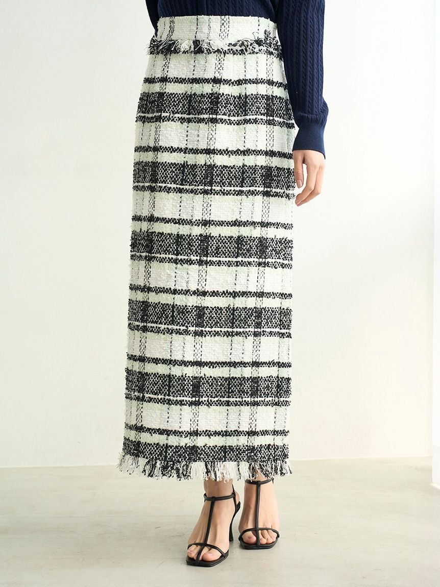 【スナイデル/SNIDEL】のツイードタイトロングスカート 人気、トレンドファッション・服の通販 founy(ファニー) 　ファッション　Fashion　レディースファッション　Fashion for Women　スカート　Skirts　ロングスカート　Long Skirts / Maxi & Midi Skirts　イエロー　Yellow　春　Spring　クラシカル　Classical, Vintage-Inspired　ジャケット　Jacket, Outerwear　ストレート　Straight, Straight Cut　スパンコール　Sequins, Sequin Embellishment　セットアップ　Set-Up, Coordinated Outfit　チェック　Check, Plaid, Tartan　ツイード　Twill, Twill Weave　トレンド　Trend, Trending Now　定番　Standard, Basic Item　人気　Popular, Best Seller　バランス　Balance, Style Balance　ミドル　Middle Length, Mid Height　ミニスカート　Mini Skirt, Short Skirt　おすすめ　Recommended / Our Picks　 other-1|ID: prp329100004603741 ipo3291000000032750751