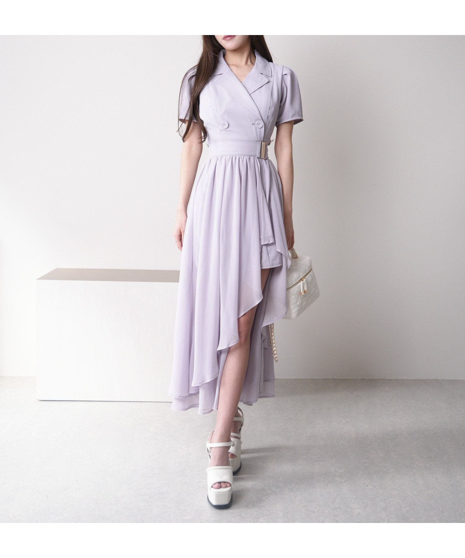 【リップサービス/LIP SERVICE】のLIP SERVICE/2wayフレアシフォンジャケットワンピース インテリア・キッズ・メンズ・レディースファッション・服の通販 founy(ファニー) 　ファッション　Fashion　レディースファッション　Fashion for Women　アウター　Coat / Outerwear Collection　レディースジャケット・軽アウター　Jackets　おすすめ　Recommended / Our Picks　エアリー　Airy Texture　サンダル　Sandals, Summer Shoes　シフォン　Chiffon, Lightweight Fabric　シャーリング　Shirring, Ruched　ジャケット　Jacket, Outerwear　スリット　Slit, Slit Detail　スリーブ　Sleeve, Long Sleeve / Short Sleeve　ベスト　Vest, Waistcoat　ベーシック　Basic, Essential　メタル　Metal, Metal Parts　ラヴェンダー|ID: prp329100004603743 ipo3291000000032750808
