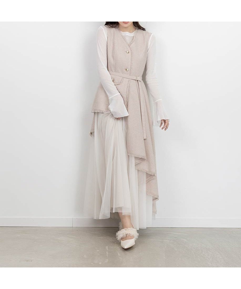 【ランダ/RANDA】の【4サイズ展開】チュールレイヤードジャケットワンピース インテリア・キッズ・メンズ・レディースファッション・服の通販 founy(ファニー) 　ファッション　Fashion　レディースファッション　Fashion for Women　アウター　Coat / Outerwear Collection　レディースジャケット・軽アウター　Jackets　2024年　2024　2024-2025秋冬・A/W　Autumn/Winter 2024–25 AW24–25　おすすめ　Recommended / Our Picks　インナー　Innerwear　シューズ　Shoes, Footwear　チュール　Tulip, Tulip Motif　フェミニン　Feminine, Girly　夏　Summer　春　Spring　S/S・春夏　SS, Spring/Summer, Warm Season　BEIGE|ID: prp329100004603754 ipo3291000000032751028