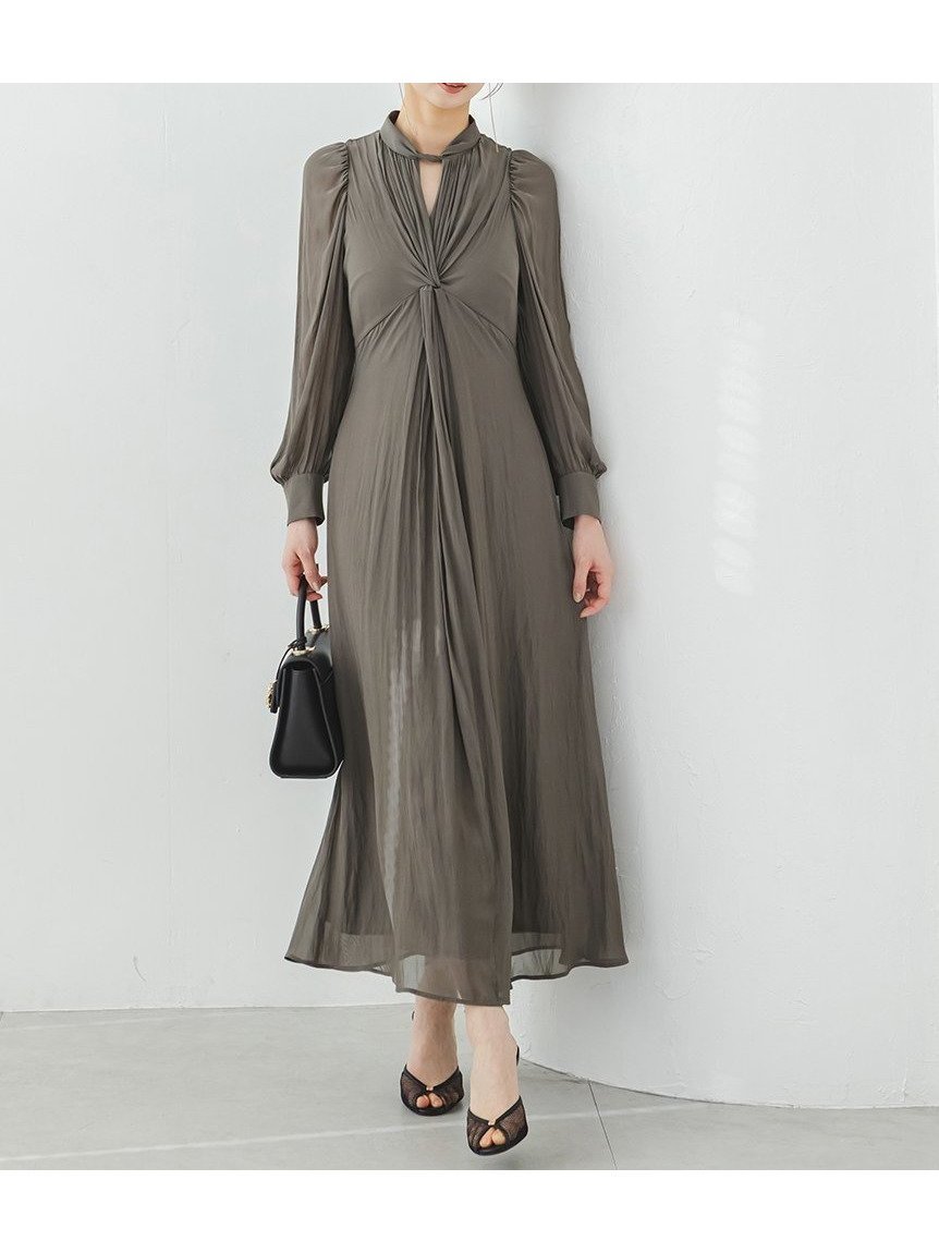 【スナイデル/SNIDEL】のフロントツイストワンピース インテリア・キッズ・メンズ・レディースファッション・服の通販 founy(ファニー) 　ファッション　Fashion　レディースファッション　Fashion for Women　ワンピース　Dresses　おすすめ　Recommended / Our Picks　とろみ　Fluid, Flowy Fabric　ウェーブ　Wavy Pattern　エレガント 上品　Elegant　シアー　Sheer, See-Through　ツイスト　Tweed, Tweed Fabric　トレンド　Trend, Trending Now　ドレープ　Drape, Draping Fabric　フロント　Front, Front Design　ロング　Long, Long-Length　ワッシャー　Washer, Crinkled Finish　今季　This Season, Current Season　DGRY[008]|ID: prp329100004603757 ipo3291000000032751051