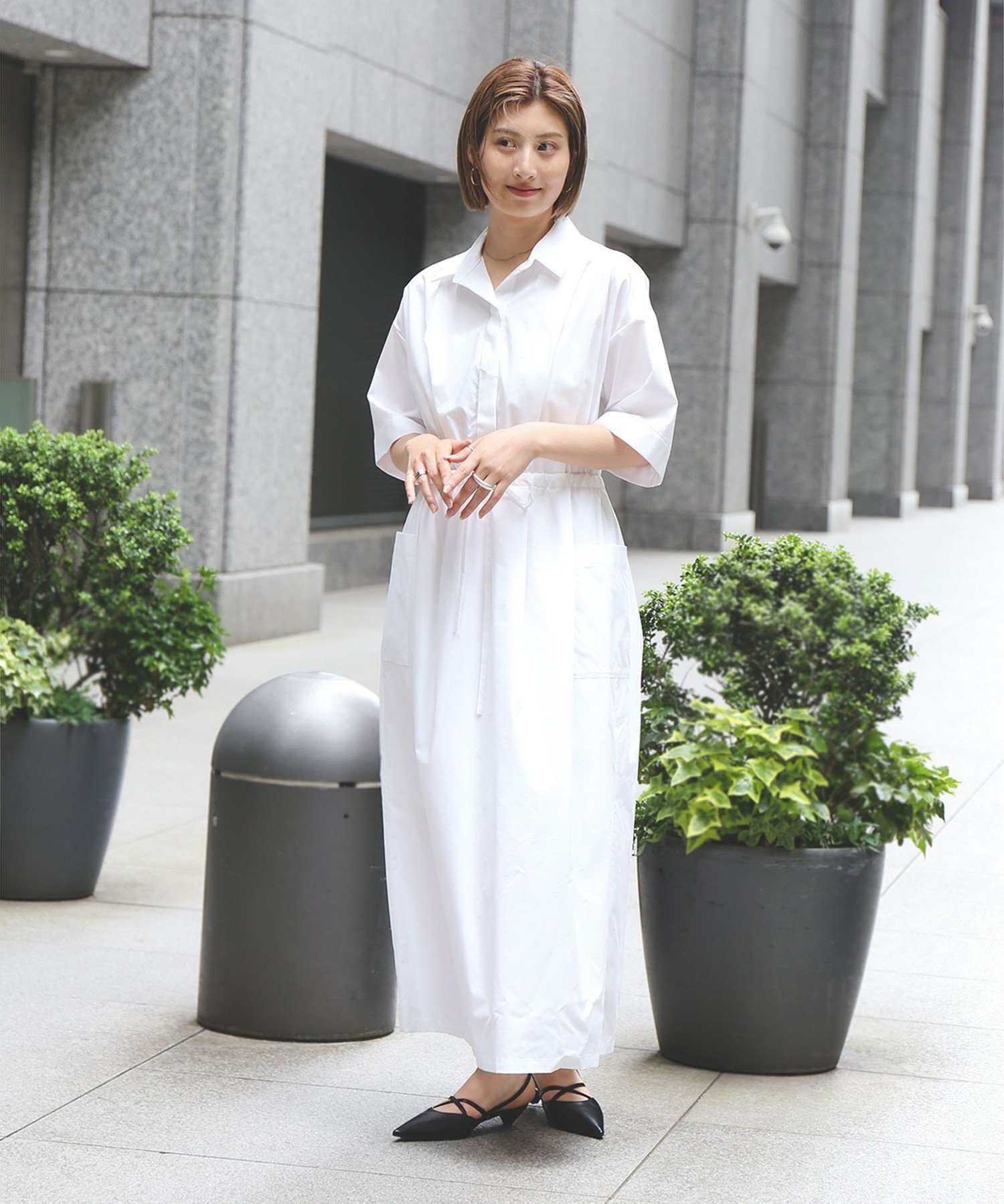 【デミルクス ビームス/Demi-Luxe BEAMS】の【6/19新規値下げ】ハーフスリーブ シャツワンピース インテリア・キッズ・メンズ・レディースファッション・服の通販 founy(ファニー) 　ファッション　Fashion　レディースファッション　Fashion for Women　ワンピース　Dresses　シャツワンピース / 1枚で着映えコーデ　Shirt Dresses　アクセサリー　Fashion Accessories　スリーブ　Sleeve, Long Sleeve / Short Sleeve　タイプライター　Typewriter Fabric, Crisp Cotton　ハーフ　Half, Half-Length　フラット　Flat, Flat Shoes　リラックス　Relax, Relaxed Fit　WHITE|ID: prp329100004603800 ipo3291000000032751703