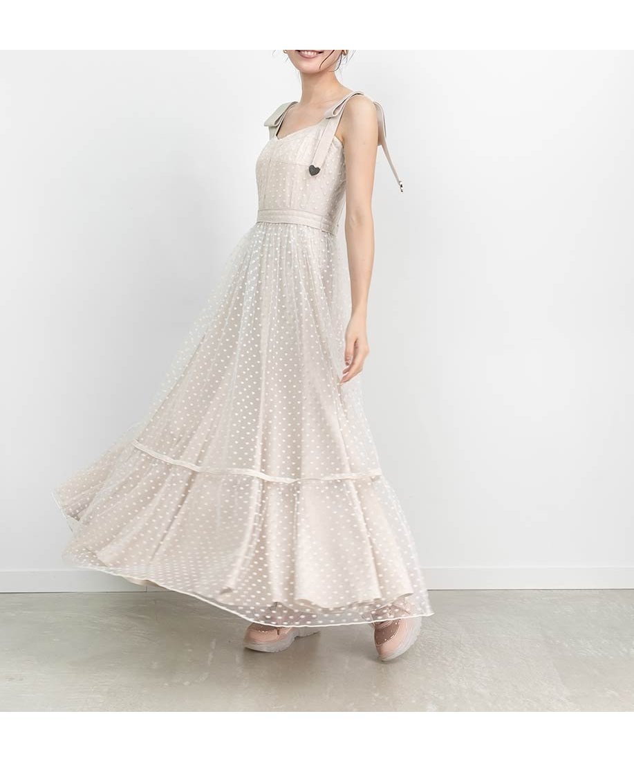 【ランダ/RANDA】の【HEART COLLECTION】ハートチュールロングワンピース インテリア・キッズ・メンズ・レディースファッション・服の通販 founy(ファニー) 　ファッション　Fashion　レディースファッション　Fashion for Women　ワンピース　Dresses　インナー　Innerwear　カットソー　Cut and Sewn Top　カーディガン　Cardigan, Knitwear　ビスチェ　Bustier, Corset Top　フィット　Fit, Slim Fit　リボン　Ribbon, Bow　PINK|ID: prp329100004603804 ipo3291000000034072561