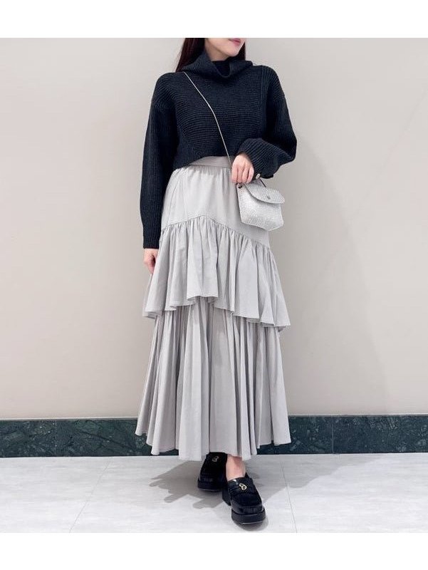 【スナイデル/SNIDEL】のアシメリブニットコンビワンピース インテリア・キッズ・メンズ・レディースファッション・服の通販 founy(ファニー) 　ファッション　Fashion　レディースファッション　Fashion for Women　ワンピース　Dresses　ウェーブ　Wavy Pattern　ヴィンテージ　Vintage Style　クロップド　Cropped, Short Length　コンビ　Combo, Combination Style　シャーリング　Shirring, Ruched　シンプル　Simple, Minimal　ティアードスカート　Tiered Skirt, Flounced Skirt　おすすめ　Recommended / Our Picks　GRY[006]|ID: prp329100004603835 ipo3291000000032752099