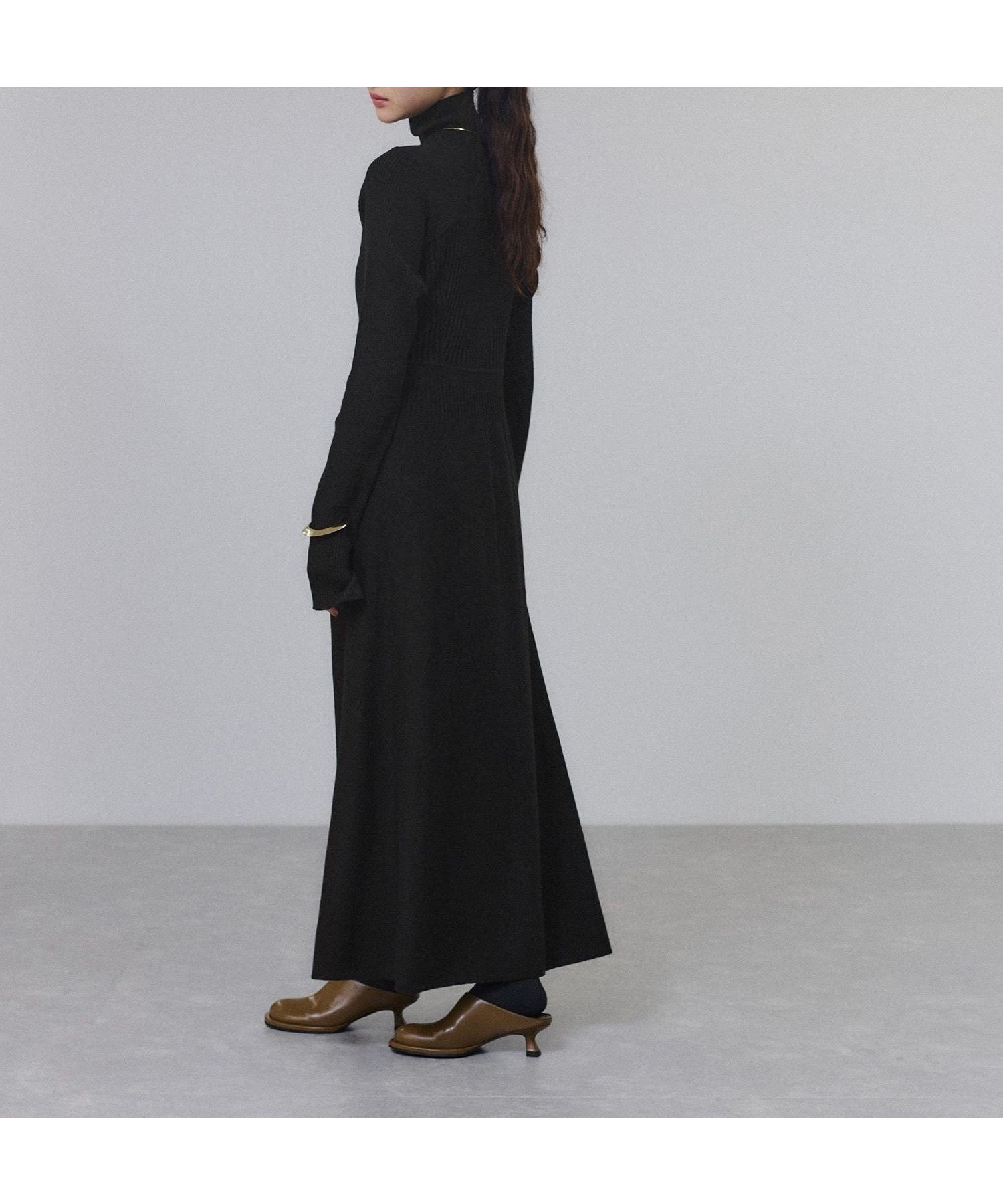 【アダム エ ロペ/ADAM ET ROPE'】の【WEB限定】・【定番人気】MIXパターンニットワンピース インテリア・キッズ・メンズ・レディースファッション・服の通販 founy(ファニー) 　ファッション　Fashion　レディースファッション　Fashion for Women　ワンピース　Dresses　ニットワンピース　Knit Dresses　2026年　2026　スリット　Slit, Slit Detail　タートルネック　Turtleneck, High Neck　バランス　Balance, Style Balance　ビスチェ　Bustier, Corset Top　フレア　Flare, Flared　ロング　Long, Long-Length　人気　Popular, Best Seller　定番　Standard, Basic Item　A/W・秋冬　Autumn/Winter　ブラック(01)|ID: prp329100004603842 ipo3291000000032752235