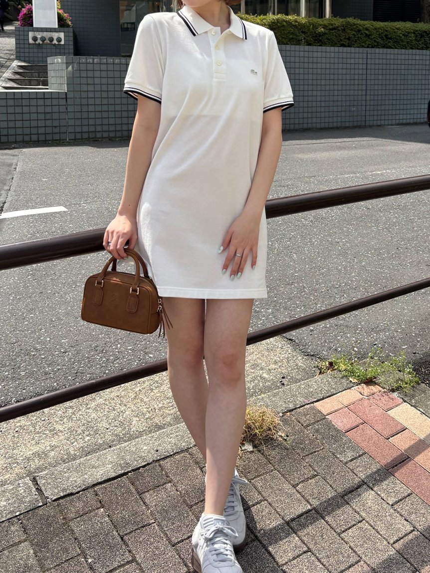 【スナイデル/SNIDEL】のLACOSTE/ポロワンピース インテリア・キッズ・メンズ・レディースファッション・服の通販 founy(ファニー) 　ファッション　Fashion　レディースファッション　Fashion for Women　ワンピース　Dresses　春　Spring　クラシカル　Classical, Vintage-Inspired　シンプル　Simple, Minimal　ストレート　Straight, Straight Cut　スポーツ　Sports, Activewear　人気　Popular, Best Seller　パステル　Pastel, Soft Color　フォーマル　Formal, Dressy　ボーダー　Border, Stripe　ポロシャツ　Polo Shirt, Collared Tee　半袖　Short Sleeve, Half Sleeve　S/S・春夏　SS, Spring/Summer, Warm Season　おすすめ　Recommended / Our Picks　夏　Summer　WHT[001]|ID: prp329100004603851 ipo3291000000032752306