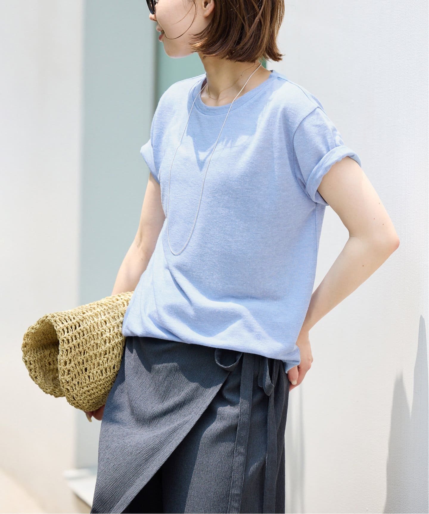 【スローブ イエナ/SLOBE IENA】の《追加2》スラブ5分袖TEE インテリア・キッズ・メンズ・レディースファッション・服の通販 founy(ファニー) 　ファッション　Fashion　レディースファッション　Fashion for Women　トップス・カットソー　Cut & Sew Tops　2025年　2025　2025-2026秋冬・A/W　Autumn/Winter 2025–26 AW25–26　サックスブルー B|ID: prp329100004603852 ipo3291000000033371770