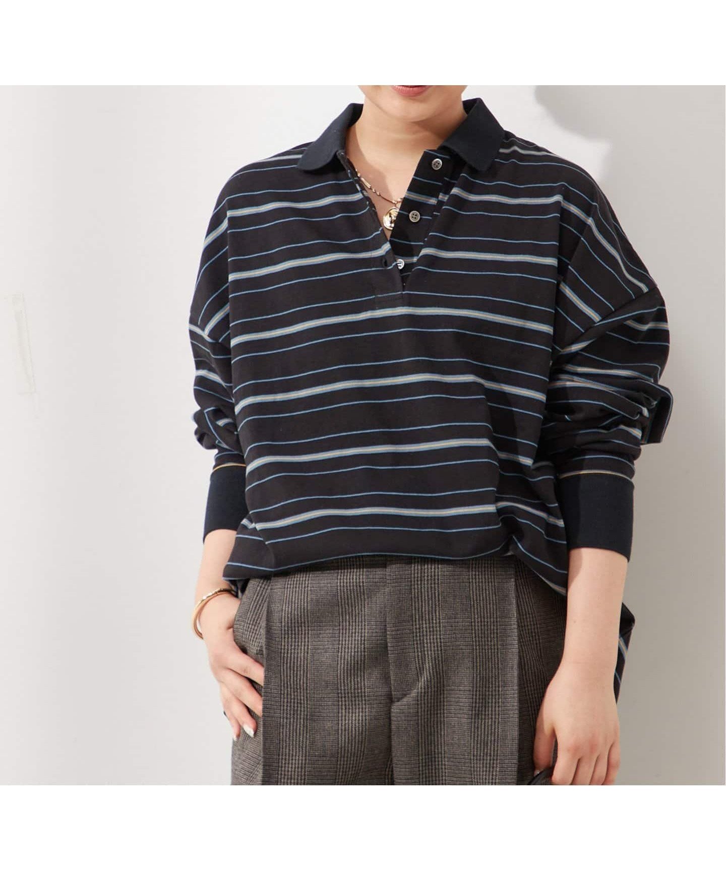 【ジャーナルスタンダード レサージュ/journal standard L'essage】のポロシャツロングスリーブプルオーバー 人気、トレンドファッション・服の通販 founy(ファニー) 　ファッション　Fashion　レディースファッション　Fashion for Women　トップス・カットソー　Cut & Sew Tops　シャツ・ブラウス・オフィスカジュアル　Elegant Blouses & Button-Ups　ポロシャツ・きれいめカジュアル　Smart-Casual Polo Tops　カジュアルプルオーバー・ニットトップス　Pullovers & Knit Tops / Casual Pullovers　2025年　2025　2025-2026秋冬・A/W　Autumn/Winter 2025–26 AW25–26　カットソー　Cut and Sewn Top　スリーブ　Sleeve, Long Sleeve / Short Sleeve　トレンド　Trend, Trending Now　ボーダー　Border, Stripe　ポロシャツ　Polo Shirt, Collared Tee　ロング　Long, Long-Length　 other-1|ID: prp329100004603863 ipo3291000000032752467