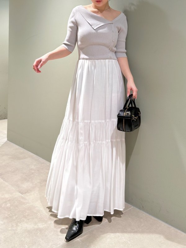 【リリーブラウン/Lily Brown】のアシメカラーニットコンビワンピース 人気、トレンドファッション・服の通販 founy(ファニー) 　ファッション　Fashion　レディースファッション　Fashion for Women　ワンピース　Dresses　アクセサリー　Fashion Accessories　アシンメトリー　Asymmetrical Style　デコルテ　Décolleté, Neckline　ネックレス　Necklace, Pendant Necklace　リラックス　Relax, Relaxed Fit　春　Spring　 other-1|ID: prp329100004603873 ipo3291000000032752590