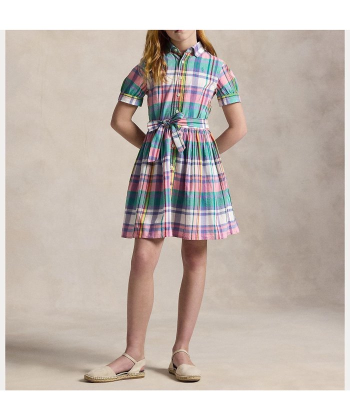【ラルフローレン/RALPH LAUREN / KIDS】の(ガールズ 7才~16才)ストライプド コットン ファン シャツドレス インテリア・キッズ・メンズ・レディースファッション・服の通販 founy(ファニー) https://founy.com/ ファッション Fashion キッズファッション Fashion for Kids ワンピース Dresses シャーリング Shirring, Ruched ドレス Dress, One-Piece フィット Fit, Slim Fit フレア Flare, Flared フロント Front, Front Design 半袖 Short Sleeve, Half Sleeve |ID: prp329100004603953 ipo3291000000033461911