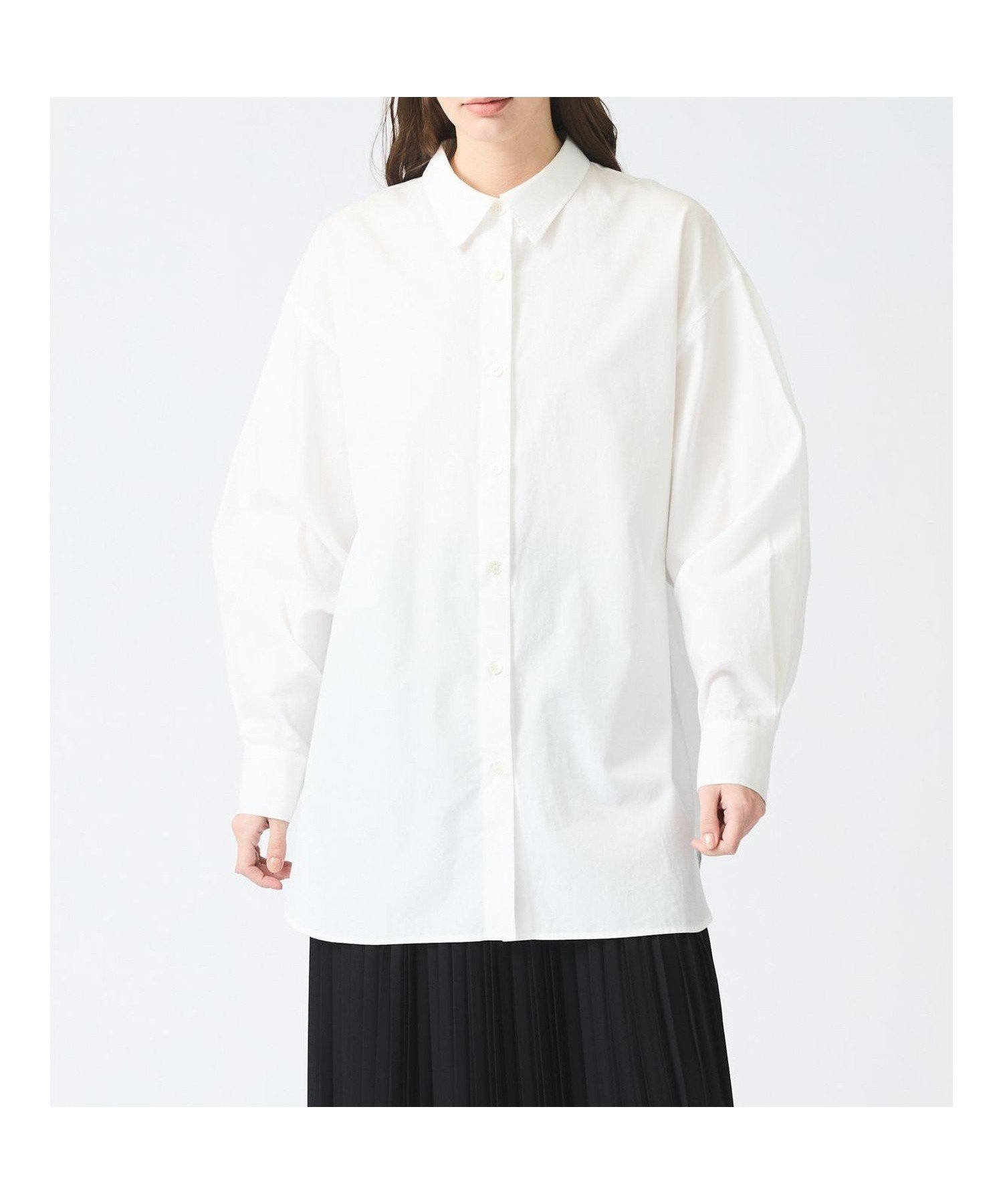【マーコート/MARcourt】のmizuiro ind メンズライクワイドシャツ インテリア・キッズ・メンズ・レディースファッション・服の通販 founy(ファニー) 　ファッション　Fashion　レディースファッション　Fashion for Women　トップス・カットソー　Cut & Sew Tops　シャツ・ブラウス・オフィスカジュアル　Elegant Blouses & Button-Ups　カフス　Cuff Design　シンプル　Simple, Minimal　ストライプ　Stripe, Striped Pattern　チェック　Check, Plaid, Tartan　トリプル　Triple, Three Layers　ビッグ　Big, Oversized　ブロード　Broadcloth, Fine Cotton　ベーシック　Basic, Essential　ポケット　Pocket, Pocket Detail　レギュラー　Regular, Standard Fit　無地　Plain, Solid Color　長袖　Long Sleeve, Full Sleeve　オフホワイト|ID: prp329100004603969 ipo3291000000032754182