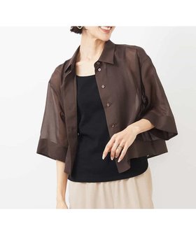 【ミッシェルクラン/MICHEL KLEIN】のボックスシルエットハーフスリーブシアーシャツ 人気、トレンドファッション・服の通販 founy(ファニー) ファッション Fashion レディースファッション Fashion for Women トップス・カットソー Cut & Sew Tops シャツ・ブラウス・オフィスカジュアル Elegant Blouses & Button-Ups おすすめ Recommended / Our Picks キャミソール Camisole, Spaghetti Strap Top シアー Sheer, See-Through ショート Short, Short Length タンク Tank Top, Sleeveless Top トレンド Trend, Trending Now バランス Balance, Style Balance ボックス Boxy, Box Shape メッシュ Mesh, Net Fabric ワイド Wide, Wide Fit 今季 This Season, Current Season 洗える Machine Washable |ID:prp329100004603982
