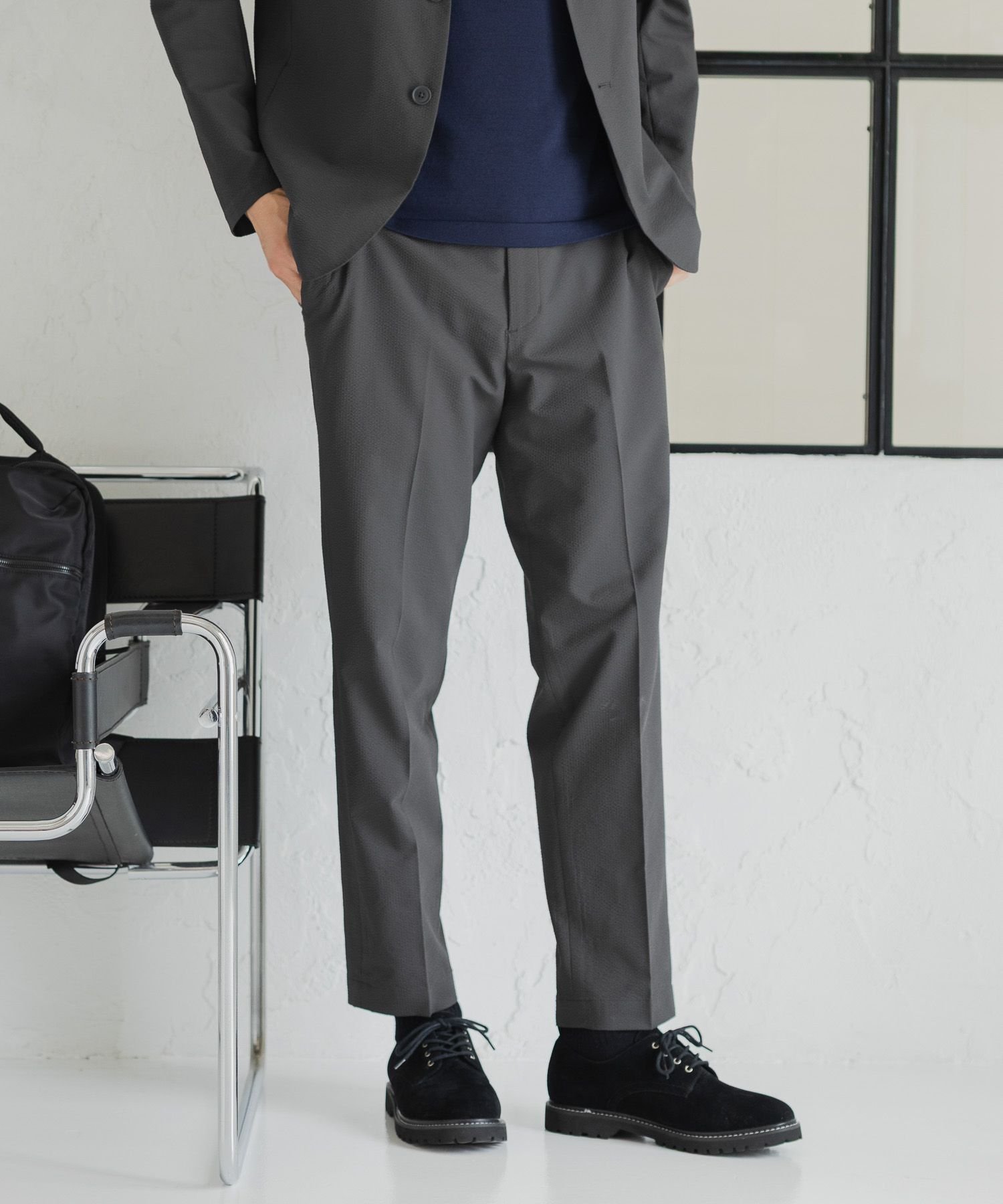 【グローバルワーク/GLOBAL WORK / MEN】のエアかるスラックス/サッカー/288751 インテリア・キッズ・メンズ・レディースファッション・服の通販 founy(ファニー) 　ファッション　Fashion　メンズファッション　Fashion for Men　サッカー　Seersucker, Summer Fabric　シンプル　Simple, Minimal　ストレッチ　Stretch, Stretchy Fabric　スラックス　Slacks, Dress Pants　フィット　Fit, Slim Fit　メッシュ　Mesh, Net Fabric　レギュラー　Regular, Standard Fit　チャコール18|ID: prp329100004604011 ipo3291000000032754809