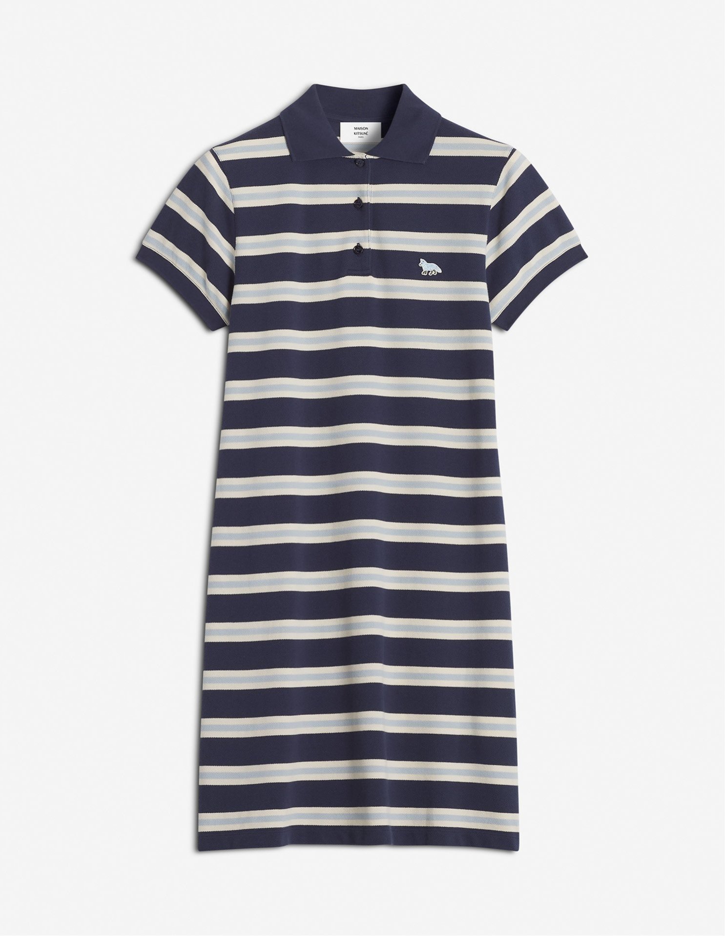 【メゾン キツネ/MAISON KITSUNE】のBABY FOX PATCH MULTI STRIPES POLO DRESS インテリア・キッズ・メンズ・レディースファッション・服の通販 founy(ファニー) 　ファッション　Fashion　レディースファッション　Fashion for Women　ワンピース　Dresses　フォーマル・パーティードレス・結婚式用ドレス　Elegant & Casual Dresses　パッチ　Patch, Appliqué　フィット　Fit, Slim Fit　レギュラー　Regular, Standard Fit　半袖　Short Sleeve, Half Sleeve　夏　Summer　S/S・春夏　SS, Spring/Summer, Warm Season　INK BLUE/HORTENSIA/MARBLE|ID: prp329100004604016 ipo3291000000032754853