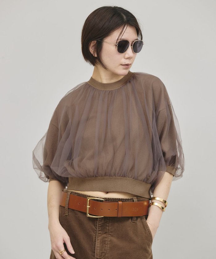 【カレンソロジー/Curensology】のチュールニットプルオーバー インテリア・キッズ・メンズ・レディースファッション・服の通販 founy(ファニー) https://founy.com/ ファッション Fashion レディースファッション Fashion for Women トップス・カットソー Cut & Sew Tops ニット Knit Tops & Sweaters カジュアルプルオーバー・ニットトップス Pullovers & Knit Tops / Casual Pullovers エレガント 上品 Elegant ギャザー Gathered, Ruffled サマー Summer, Summer Style チュール Tulip, Tulip Motif ドッキング Docking, Mixed Material |ID: prp329100004604017 ipo3291000000032754860