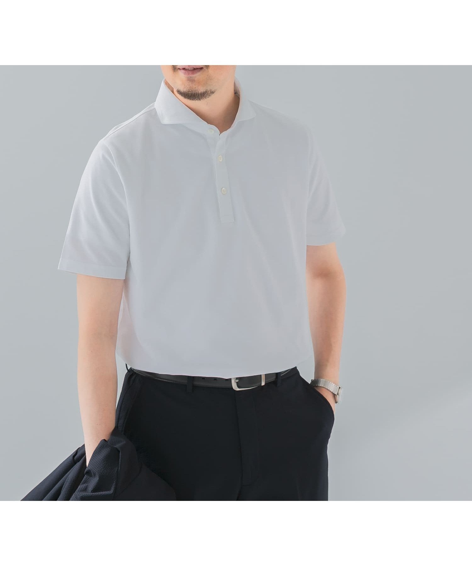 【アーバンリサーチ ドアーズ/URBAN RESEARCH DOORS / MEN】の『吸水速乾』LIFE STYLE TAILOR カッタウェイ半袖プルオーバー インテリア・キッズ・メンズ・レディースファッション・服の通販 founy(ファニー) 　ファッション　Fashion　メンズファッション　Fashion for Men　トップス・カットソー　Cut & Sew Tops　吸水　Absorbent, Quick-Dry　スラックス　Slacks, Dress Pants　ダウン　Down, Puffer　デニム　Denim, Jeans Material　ドレス　Dress, One-Piece　定番　Standard, Basic Item　ポロシャツ　Polo Shirt, Collared Tee　半袖　Short Sleeve, Half Sleeve　S/S・春夏　SS, Spring/Summer, Warm Season　夏　Summer　ビジネス 仕事 通勤　Business / Work / Commuting　2025年　2025　2025春夏・S/S　Spring/Summer 2025 SS25　WHITE|ID: prp329100004604018 ipo3291000000032754896