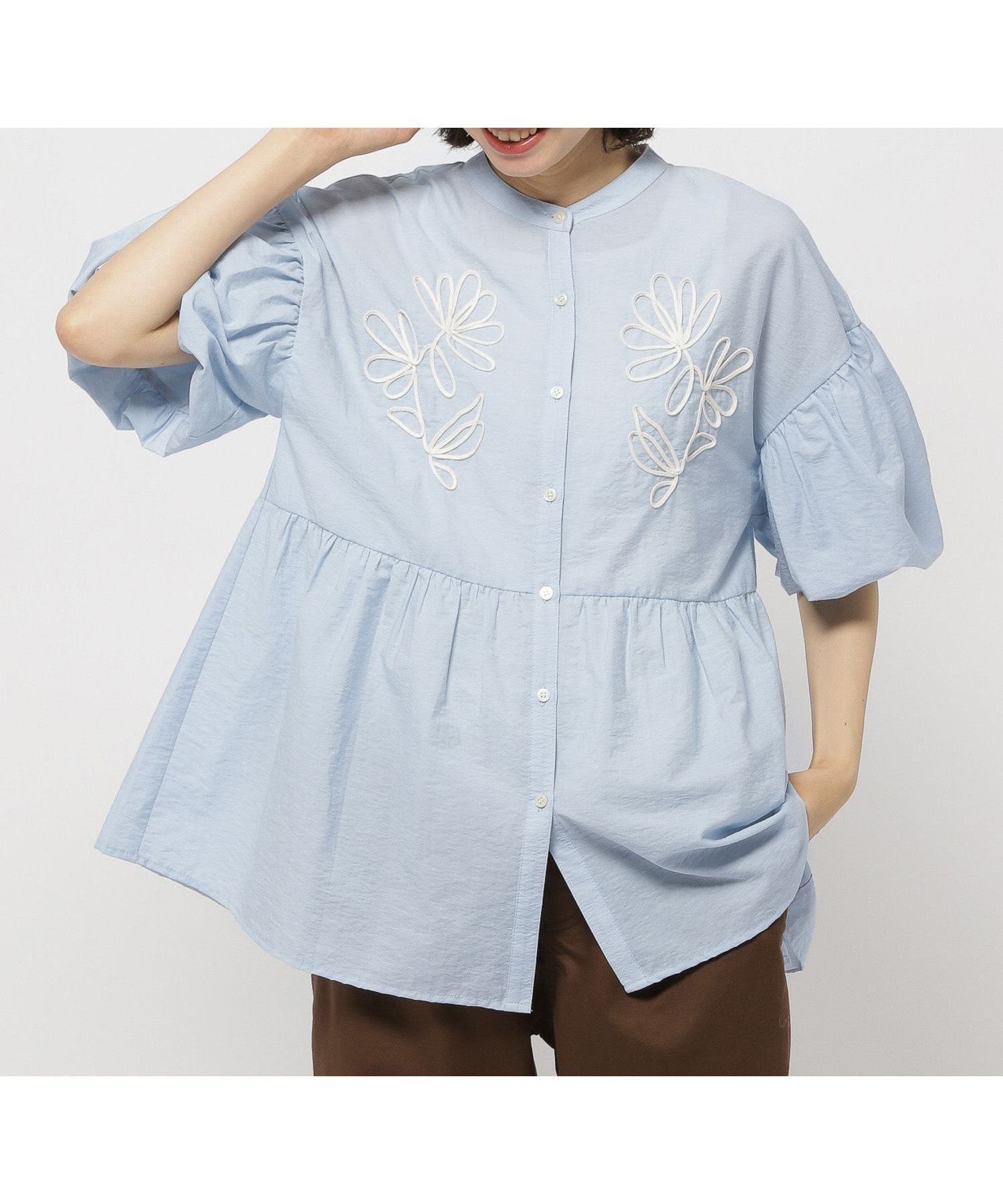 【ニコアンド/niko and】のふんわりコード刺繍ブラウス 人気、トレンドファッション・服の通販 founy(ファニー) 　ファッション　Fashion　レディースファッション　Fashion for Women　トップス・カットソー　Cut & Sew Tops　シャツ・ブラウス・オフィスカジュアル　Elegant Blouses & Button-Ups　おすすめ　Recommended / Our Picks　ショート　Short, Short Length　デニム　Denim, Jeans Material　フレア　Flare, Flared　リラックス　Relax, Relaxed Fit　ヴィンテージ　Vintage Style　エレガント 上品　Elegant　夏　Summer　 other-1|ID: prp329100004604023 ipo3291000000032754981