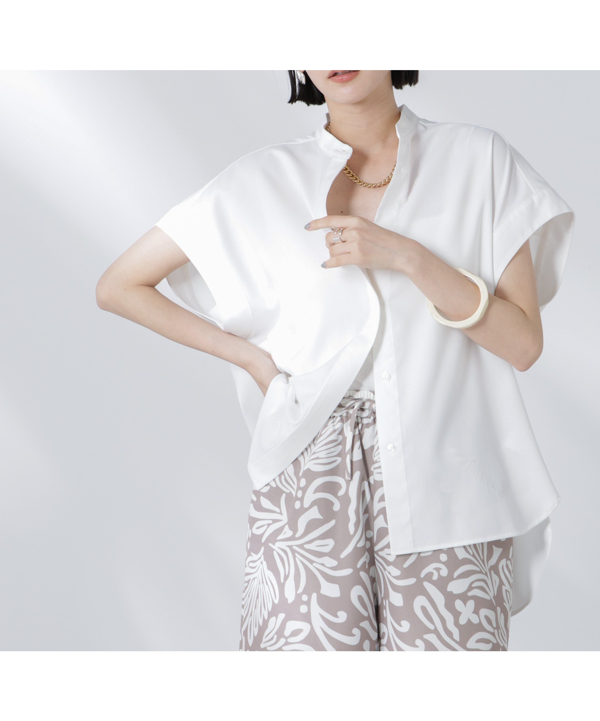 【ナノ ユニバース/nano universe】のバンドカラーノースリーブシャツ(セットアップ可) 人気、トレンドファッション・服の通販 founy(ファニー) 　ファッション　Fashion　レディースファッション　Fashion for Women　トップス・カットソー　Cut & Sew Tops　キャミソール&ノースリーブ　Camisoles & Sleeveless Tops　シャツ・ブラウス・オフィスカジュアル　Elegant Blouses & Button-Ups　インナー　Innerwear　ショート　Short, Short Length　シンプル　Simple, Minimal　ジャケット　Jacket, Outerwear　セットアップ　Set-Up, Coordinated Outfit　ノースリーブ　Sleeveless, No-Sleeve　バランス　Balance, Style Balance　フロント　Front, Front Design　夏　Summer　エレガント 上品　Elegant　ビジネス 仕事 通勤　Business / Work / Commuting　2025年　2025　2025-2026秋冬・A/W　Autumn/Winter 2025–26 AW25–26　 other-1|ID: prp329100004604042 ipo3291000000032755233
