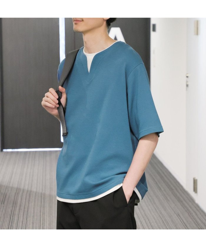 【グローバルワーク/GLOBAL WORK / MEN】のキーネックレイヤード/半袖/一部店舗限定/321941 インテリア・キッズ・メンズ・レディースファッション・服の通販 founy(ファニー) https://founy.com/ ファッション Fashion メンズファッション Fashion for Men おすすめ Recommended / Our Picks ストレッチ Stretch, Stretchy Fabric トレンド Trend, Trending Now 半袖 Short Sleeve, Half Sleeve |ID: prp329100004604058 ipo3291000000032755405