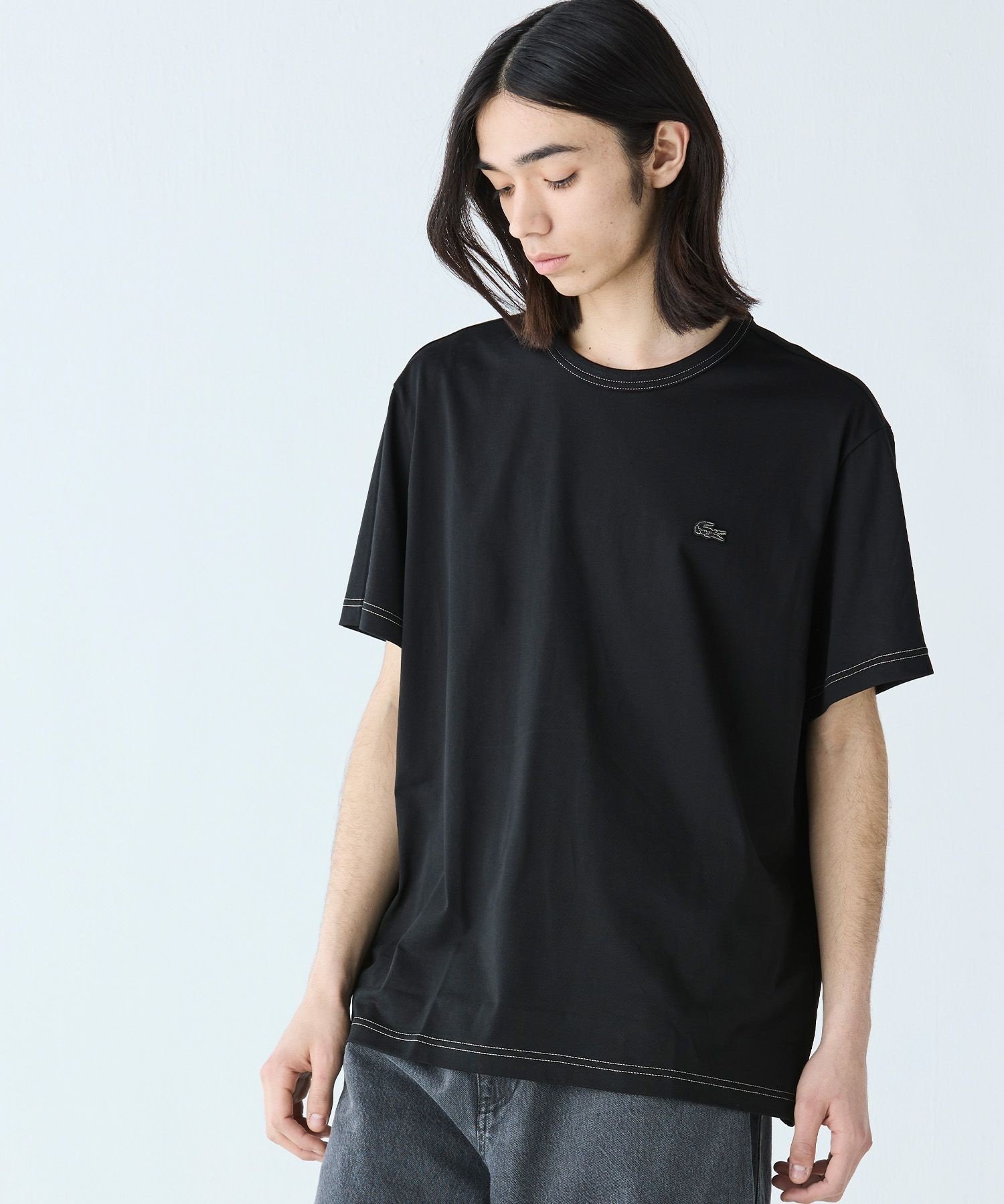 【ラコステ/LACOSTE / MEN】の配色ステッチTシャツ インテリア・キッズ・メンズ・レディースファッション・服の通販 founy(ファニー) 　ファッション　Fashion　メンズファッション　Fashion for Men　おすすめ　Recommended / Our Picks　クール　Cool, Chic　スリーブ　Sleeve, Long Sleeve / Short Sleeve　ハーフ　Half, Half-Length　ベーシック　Basic, Essential　ブラック|ID: prp329100004604065 ipo3291000000032755461