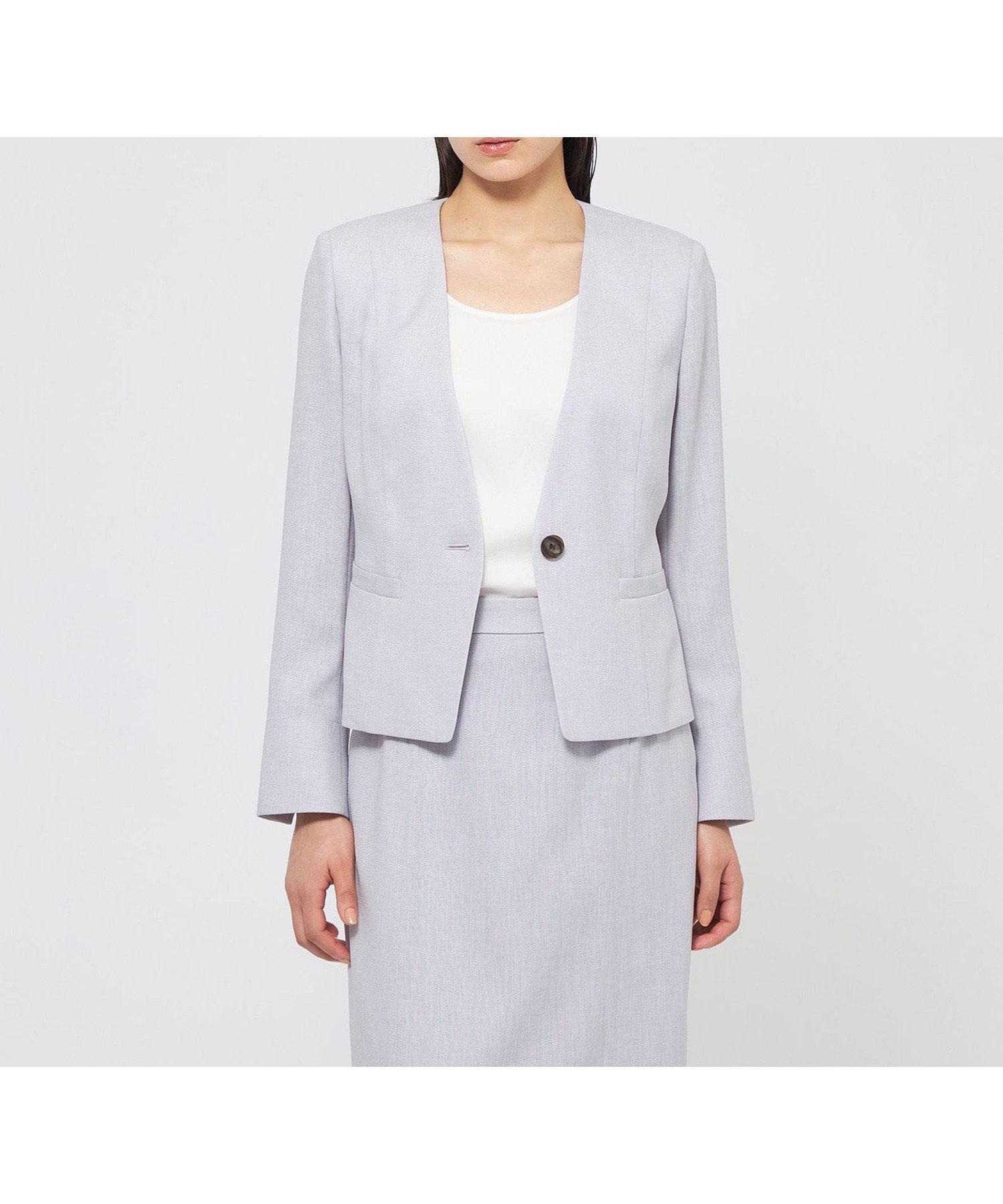 【エポカ/EPOCA】のスラブストレッチ ノーカラージャケット インテリア・キッズ・メンズ・レディースファッション・服の通販 founy(ファニー) 　ファッション　Fashion　レディースファッション　Fashion for Women　アウター　Coat / Outerwear Collection　レディースジャケット・軽アウター　Jackets　ノーカラージャケット / シンプル上品コーデ　Collarless Jackets　おすすめ　Recommended / Our Picks　エレガント 上品　Elegant　カーディガン　Cardigan, Knitwear　ジャケット　Jacket, Outerwear　ストレッチ　Stretch, Stretchy Fabric　セットアップ　Set-Up, Coordinated Outfit　タイトスカート　Pencil Skirt, Tight Skirt　パープル　Purple, Violet　夏　Summer　春　Spring　秋　Autumn　パープル|ID: prp329100004604075 ipo3291000000032755602