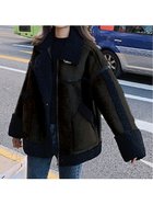 【ジュノア/JUNOAH】の配色ボアパイピングムートンジャケット ブラック|ID: prp329100004604086 ipo3291000000032755705