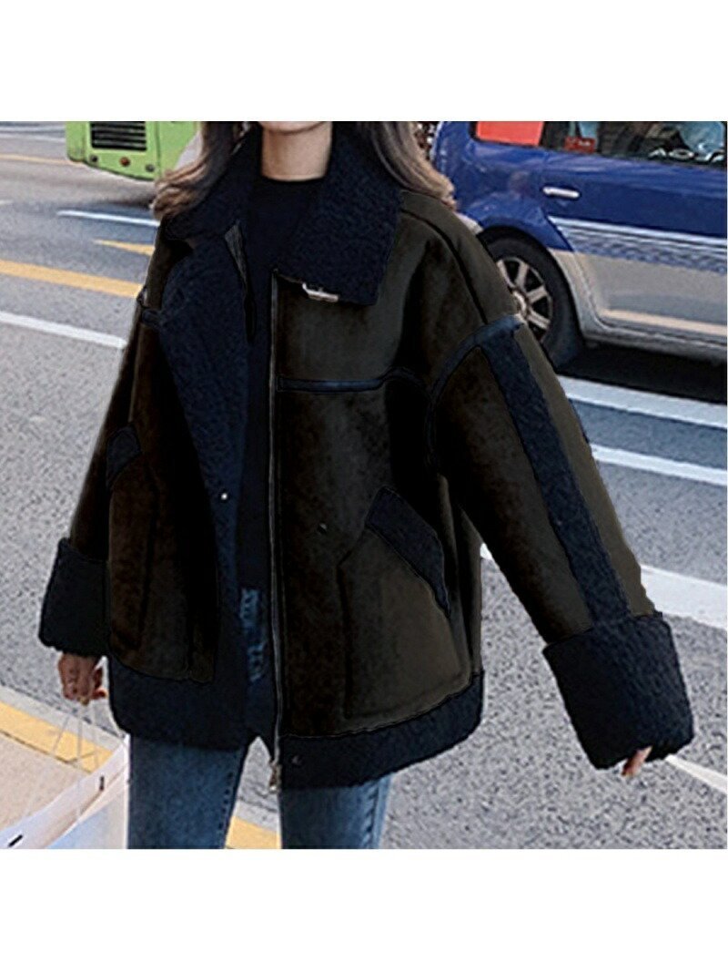 【ジュノア/JUNOAH】の配色ボアパイピングムートンジャケット インテリア・キッズ・メンズ・レディースファッション・服の通販 founy(ファニー) 　ファッション　Fashion　レディースファッション　Fashion for Women　アウター　Coat / Outerwear Collection　レディースジャケット・軽アウター　Jackets　ブラック|ID: prp329100004604086 ipo3291000000032755705